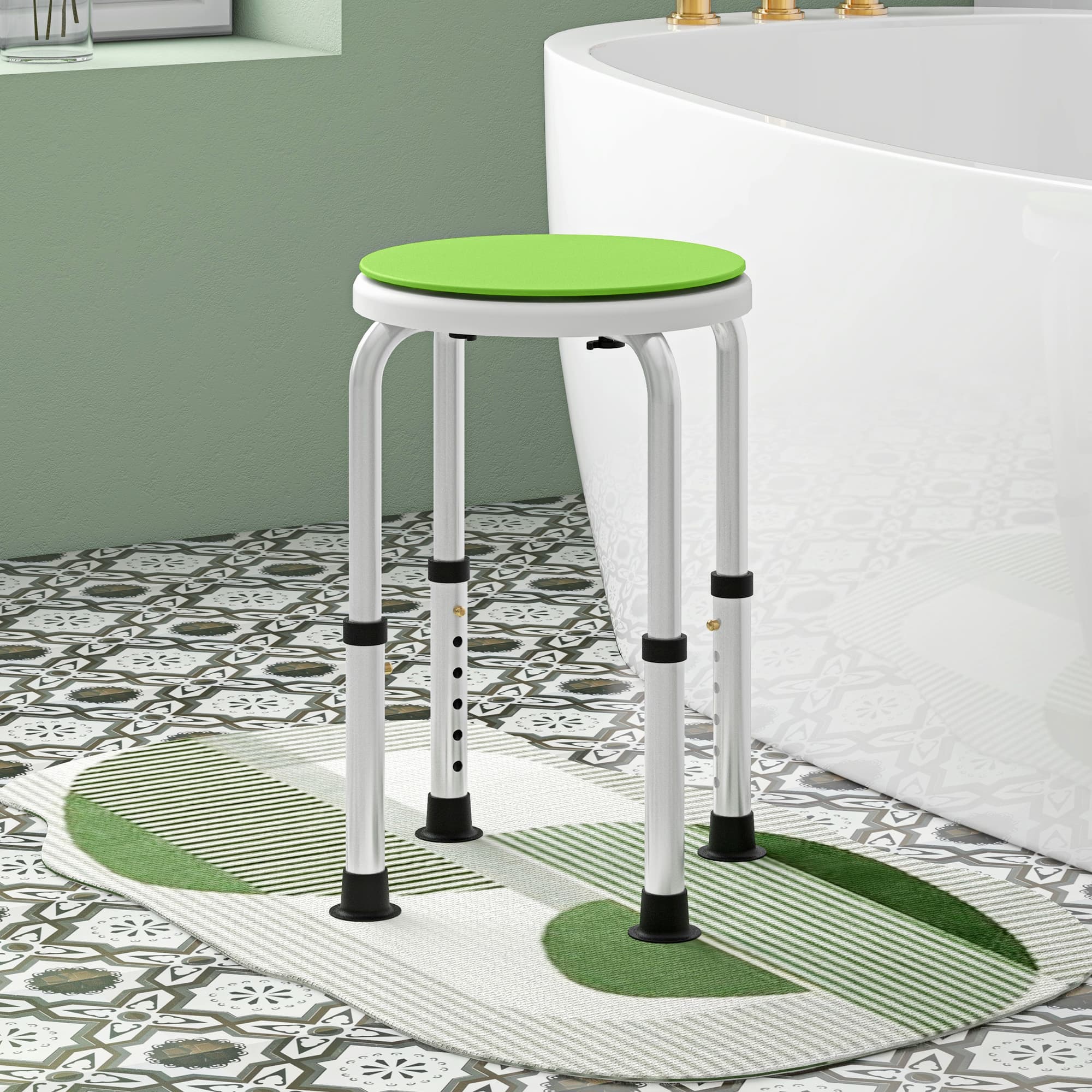 Green Height Adjustable 360 Swivel Shower Chair - image 3