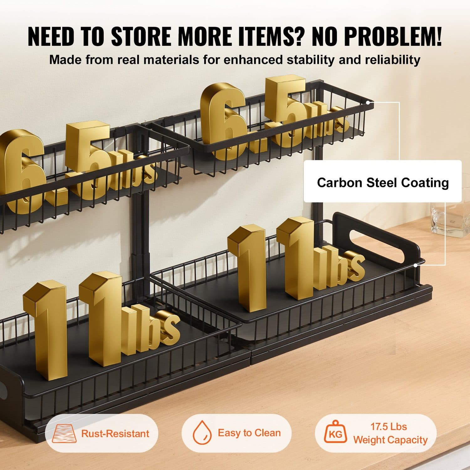 2-Tier Pull Out Organiser for Under Sink & Cabinet Storage - image 2
