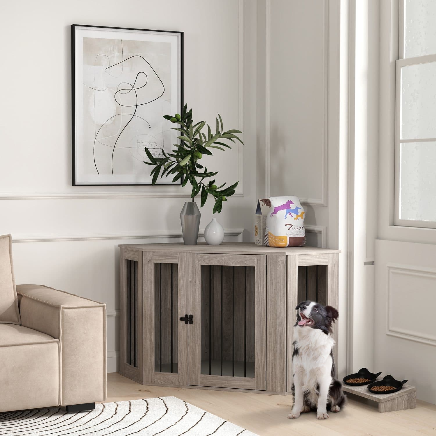 Corner Dog Crate That Doubles as Living Room Furniture - image 4