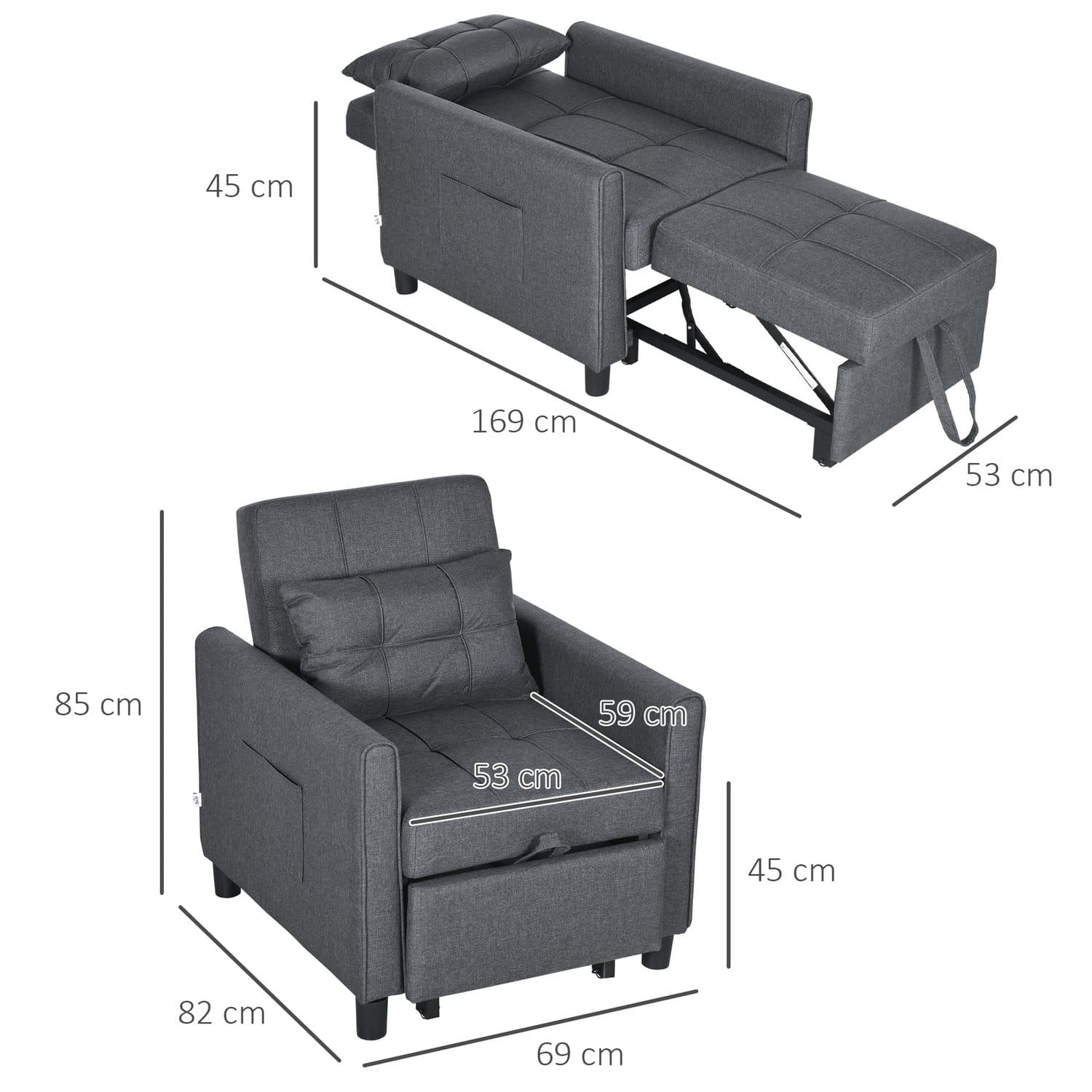The Grey Convertible Chair That Folds Into a Single Bed - image 5