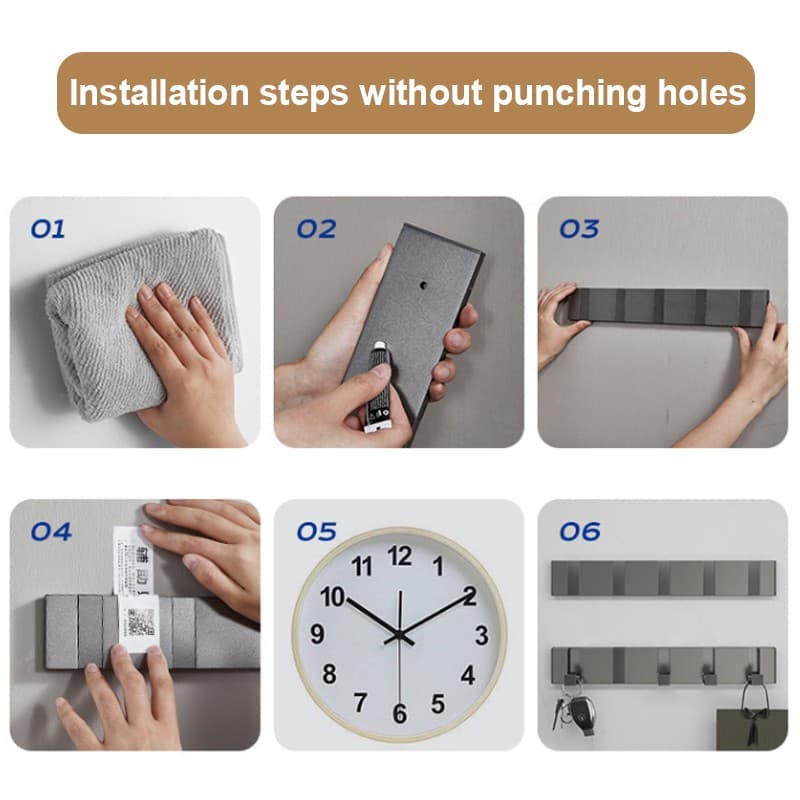 Wall Mounted Coat Rack with 5 Foldable Aluminium Hooks - image 2