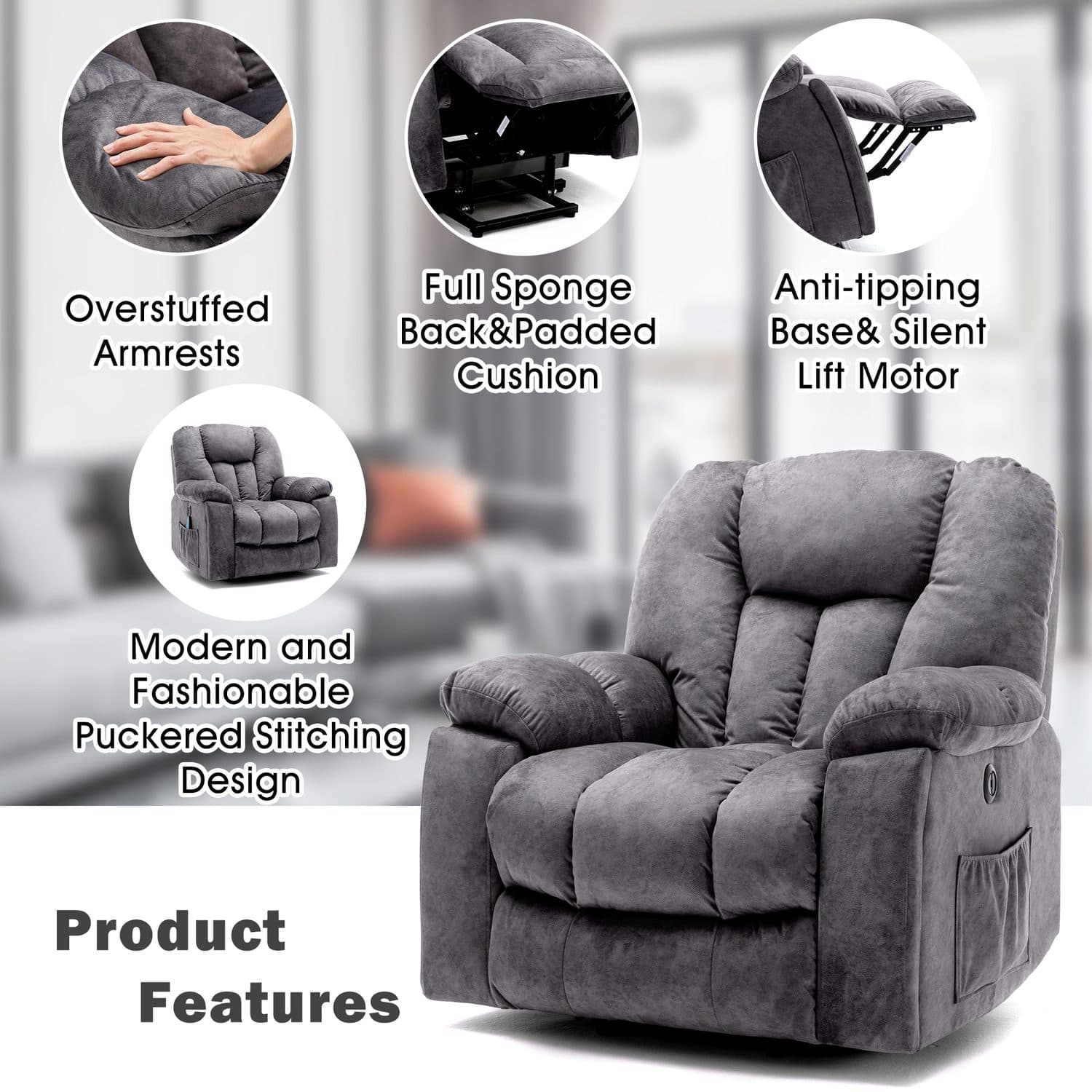 Heated Massage Lift Recliner - image 6