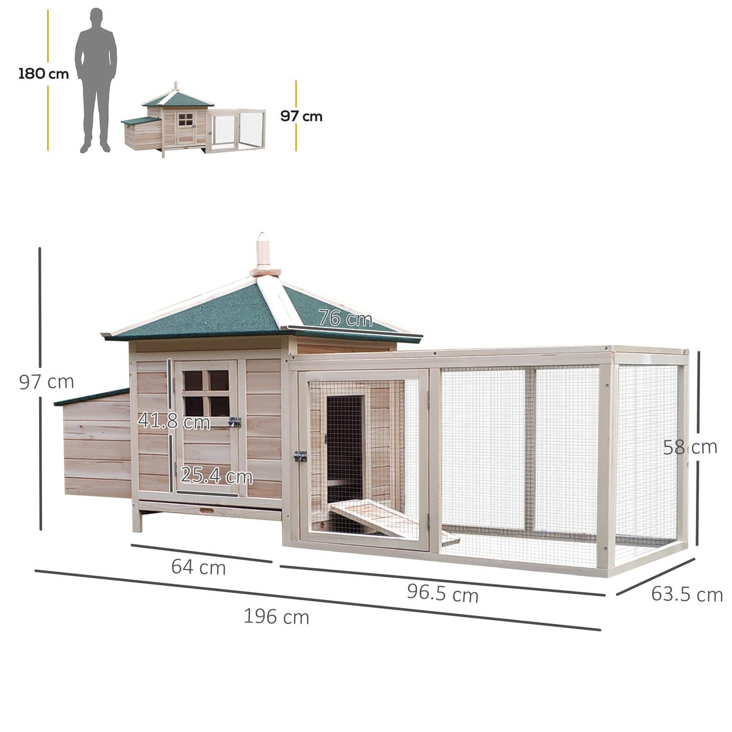 PawHut Wooden Chicken Coop with Outdoor Run - image 1