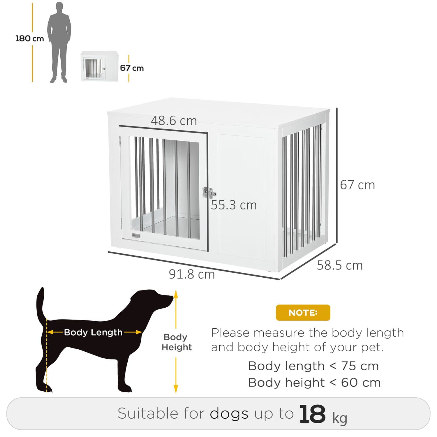 PawHut MDF Dog Crate Side Table for Medium Dogs - image 3