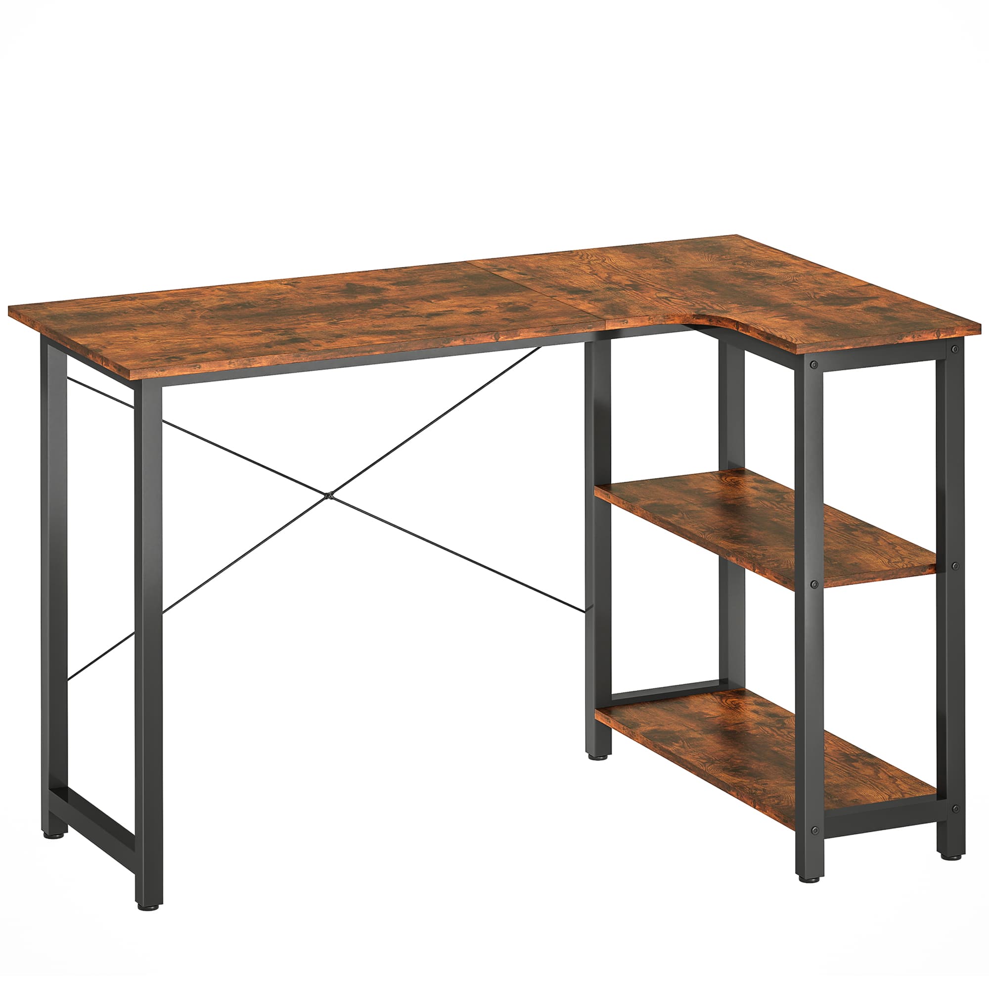 A Corner Desk with Side Shelves for the Home Office