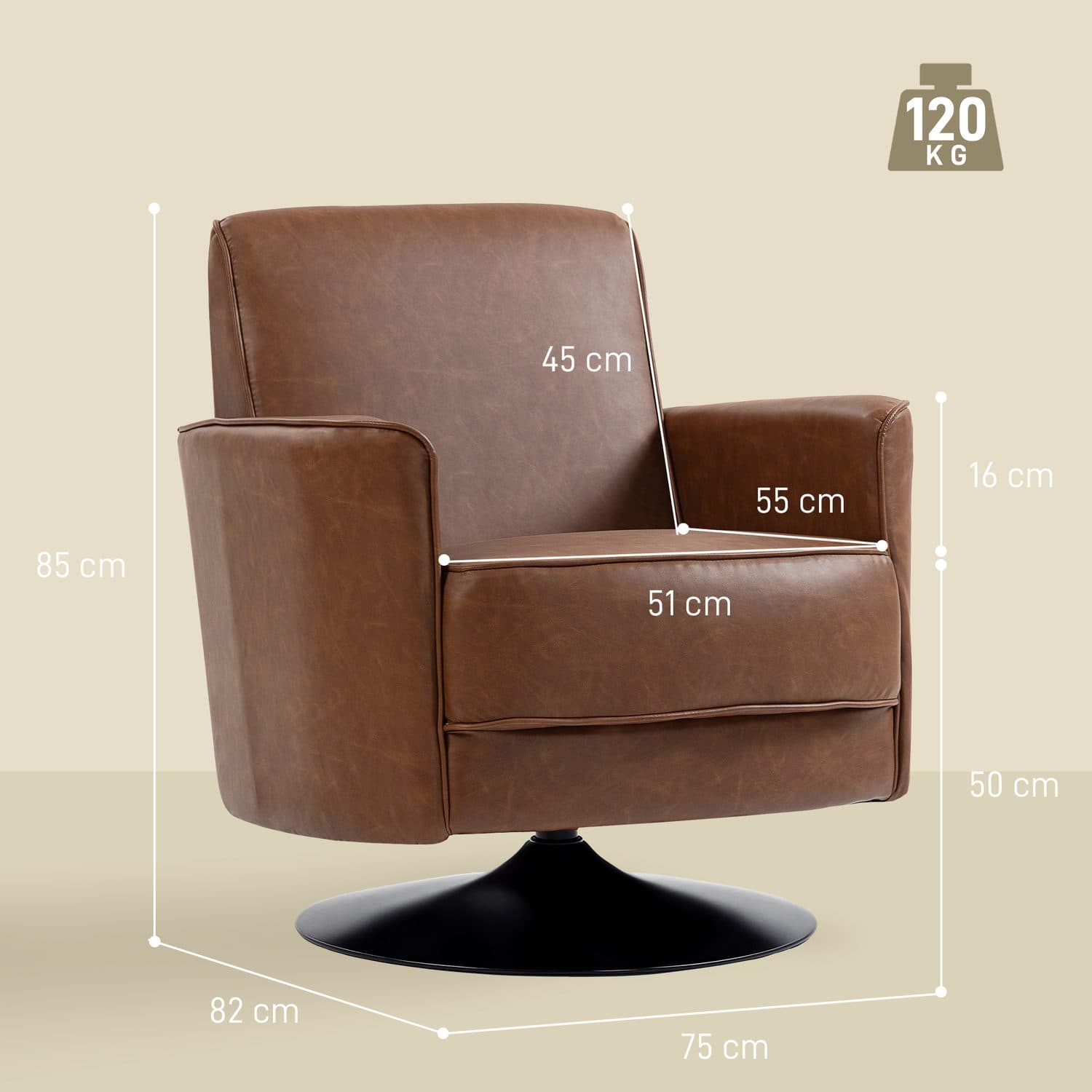 Brown Swivel Armchair - image 4