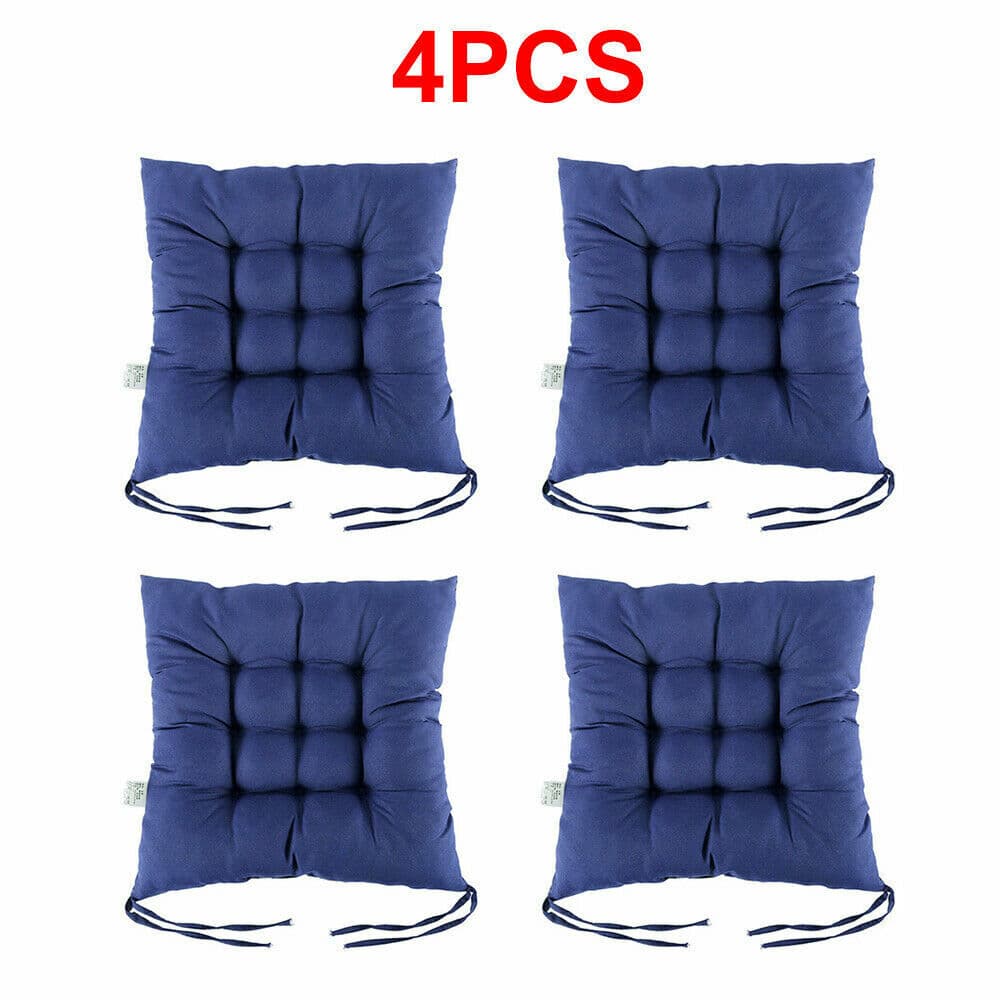 4 Pack Dark Blue Tie-On Chair Cushions - Default