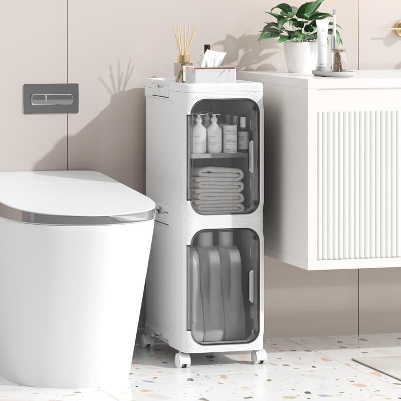 Slim Bathroom & Bedroom Storage Cabinet on Castors - image 10