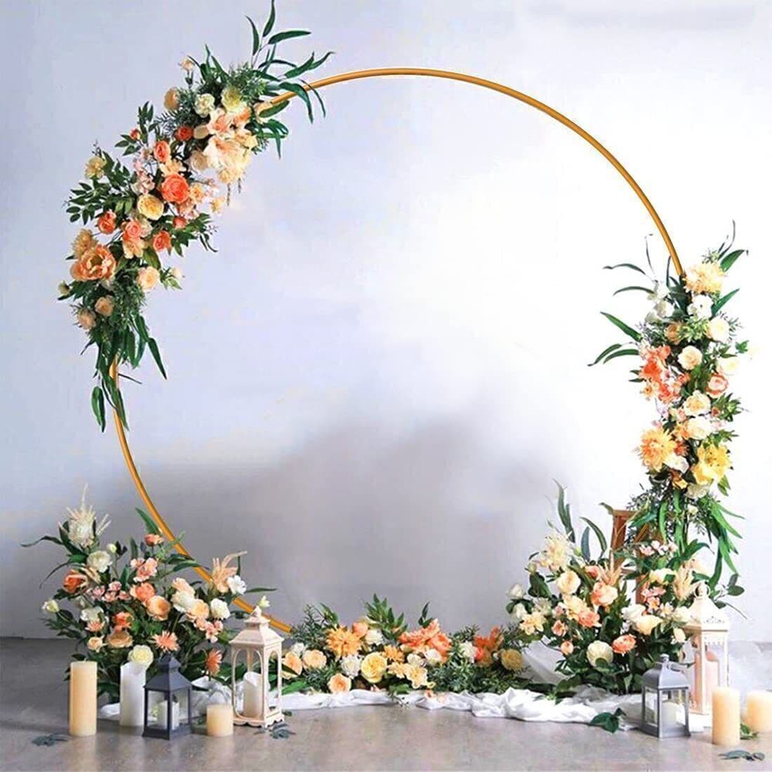 Gold 2m round hoop arch for wedding flower backdrops - image 8