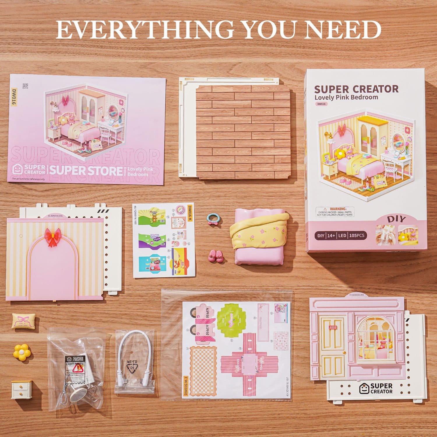 Rolife Pink Bedroom Miniature Kit - image 7