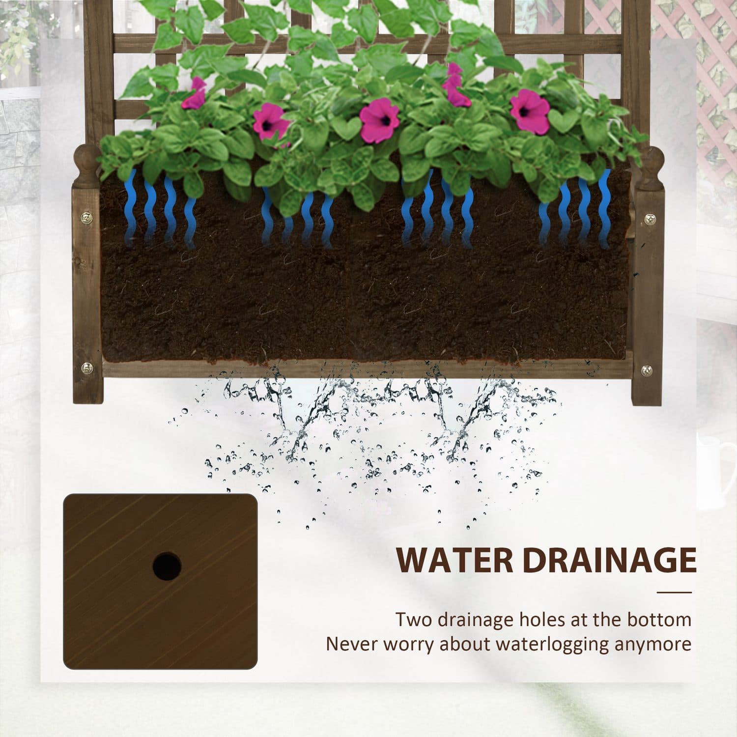 Wooden Planter Box with Trellis for Climbers - image 2