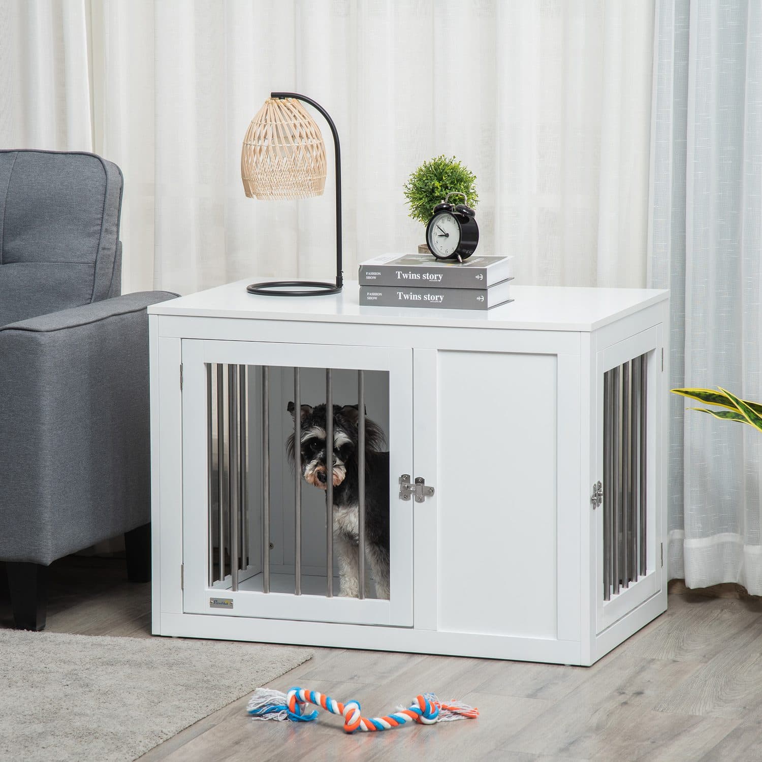 PawHut MDF Dog Crate Side Table for Medium Dogs - image 2