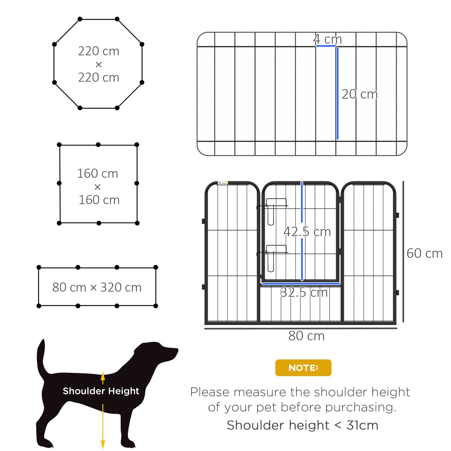 PawHut 8-Panel Steel Dog Playpen with Lockable Door - image 4