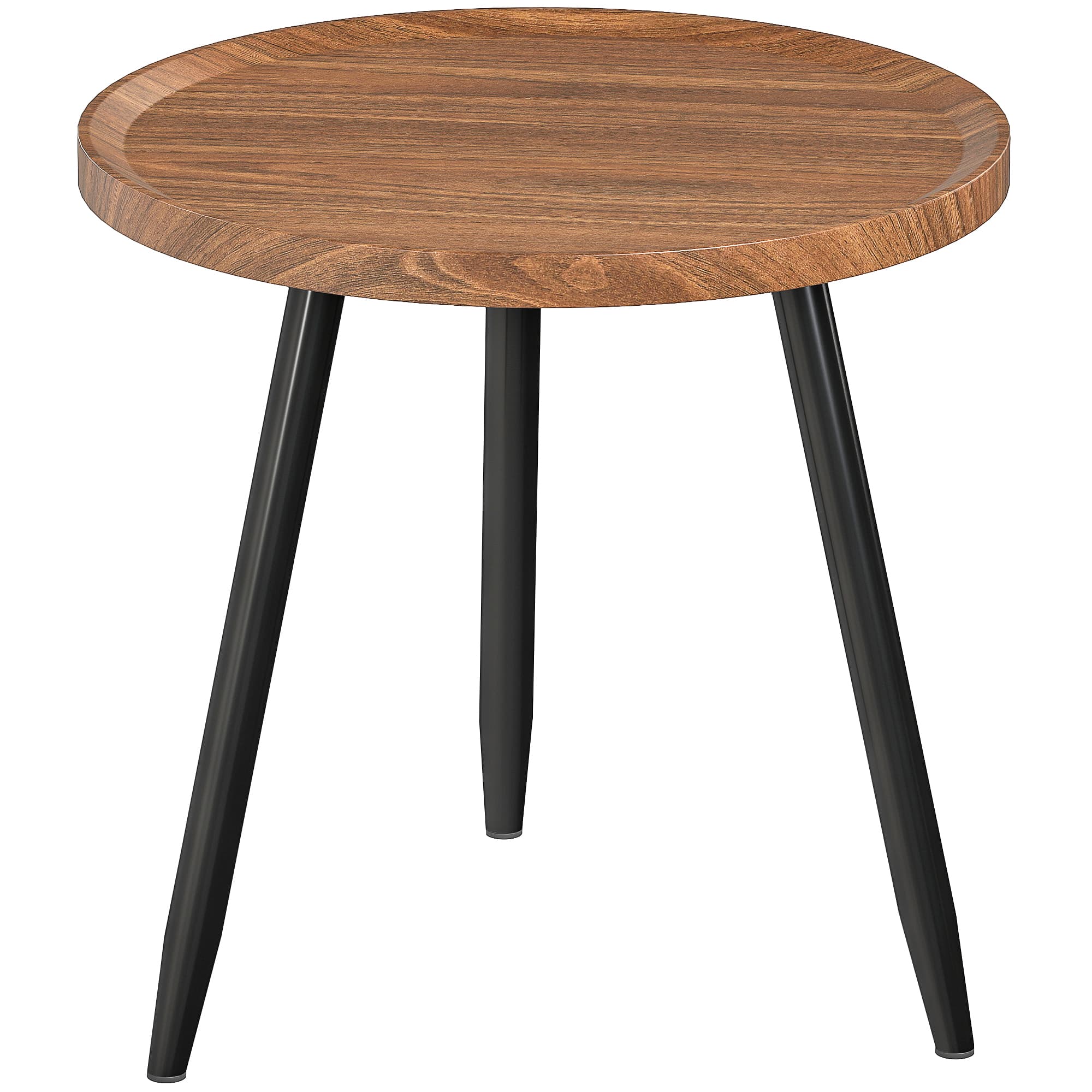 Compact Round Coffee Table with Raised Tray Top