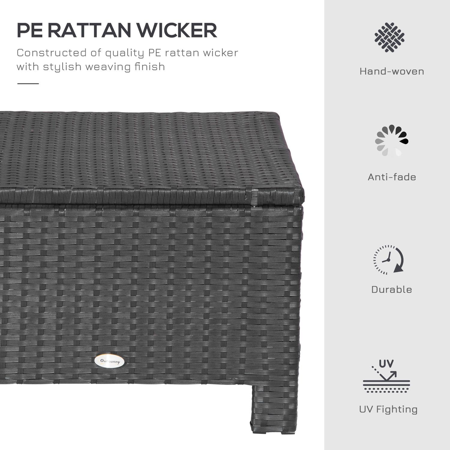 Black Rattan Footstool with Padded Cushion - image 2