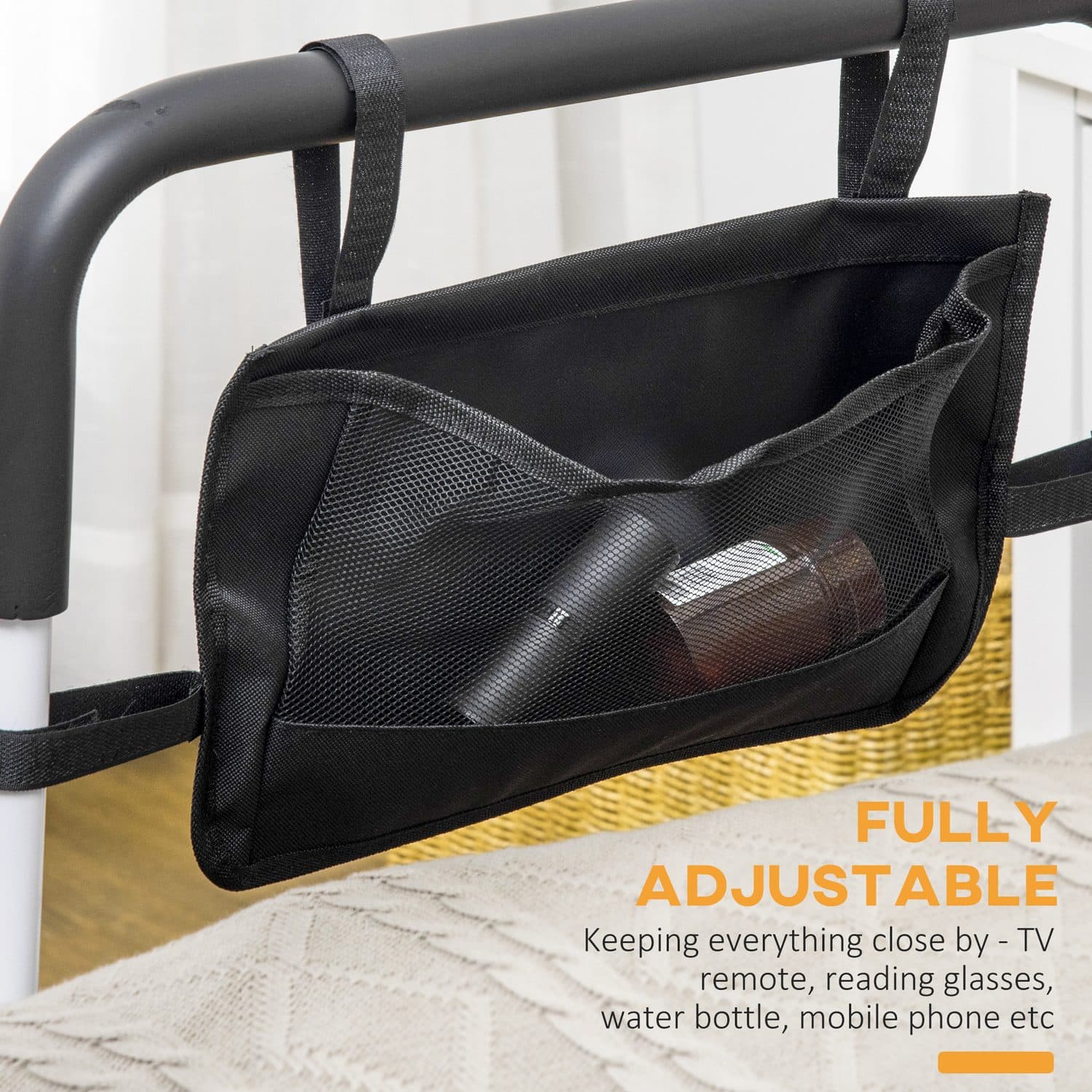 Adjustable Bed Assist Rail with Side Storage - image 2