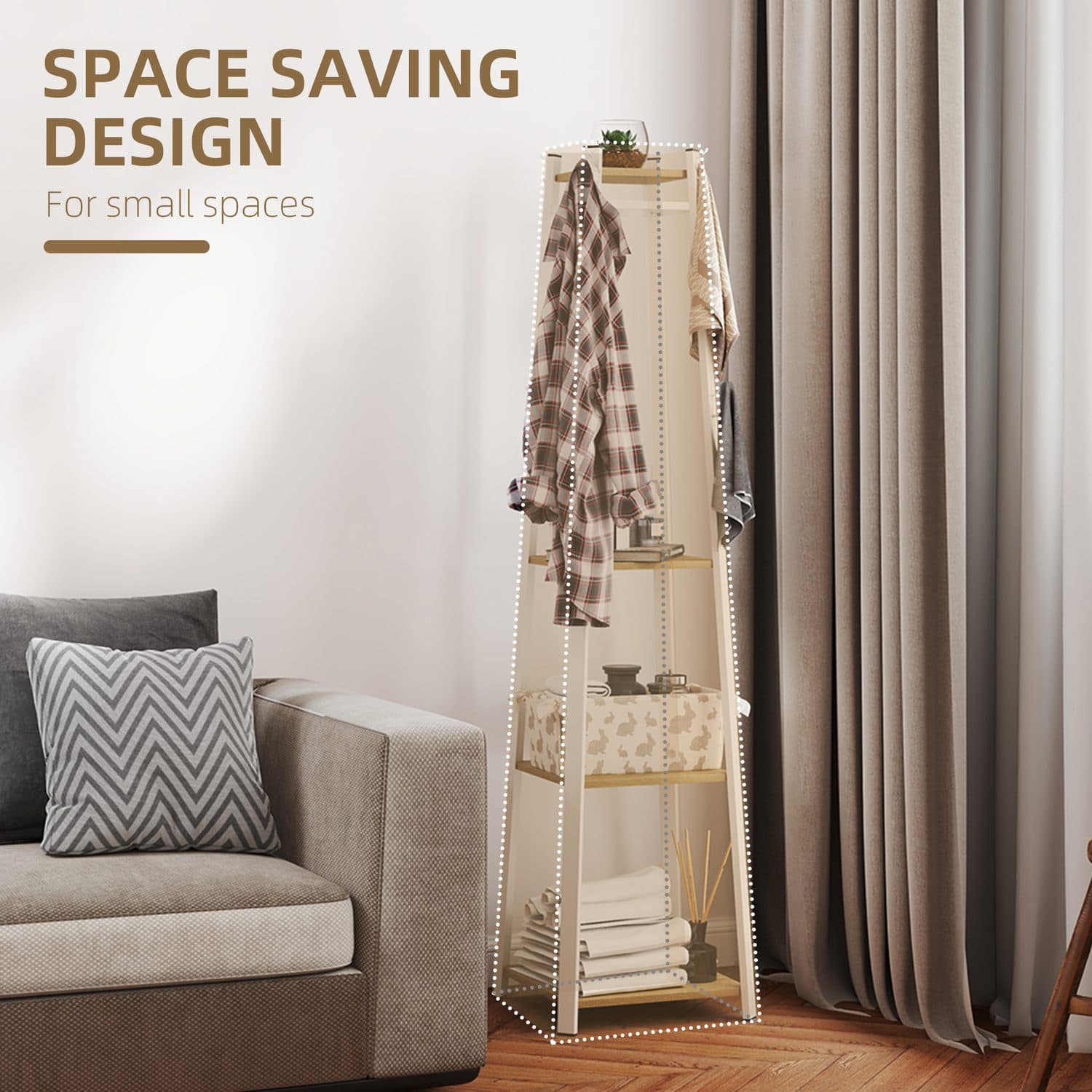 Compact White and Oak Coat Rack for Hallways - image 3