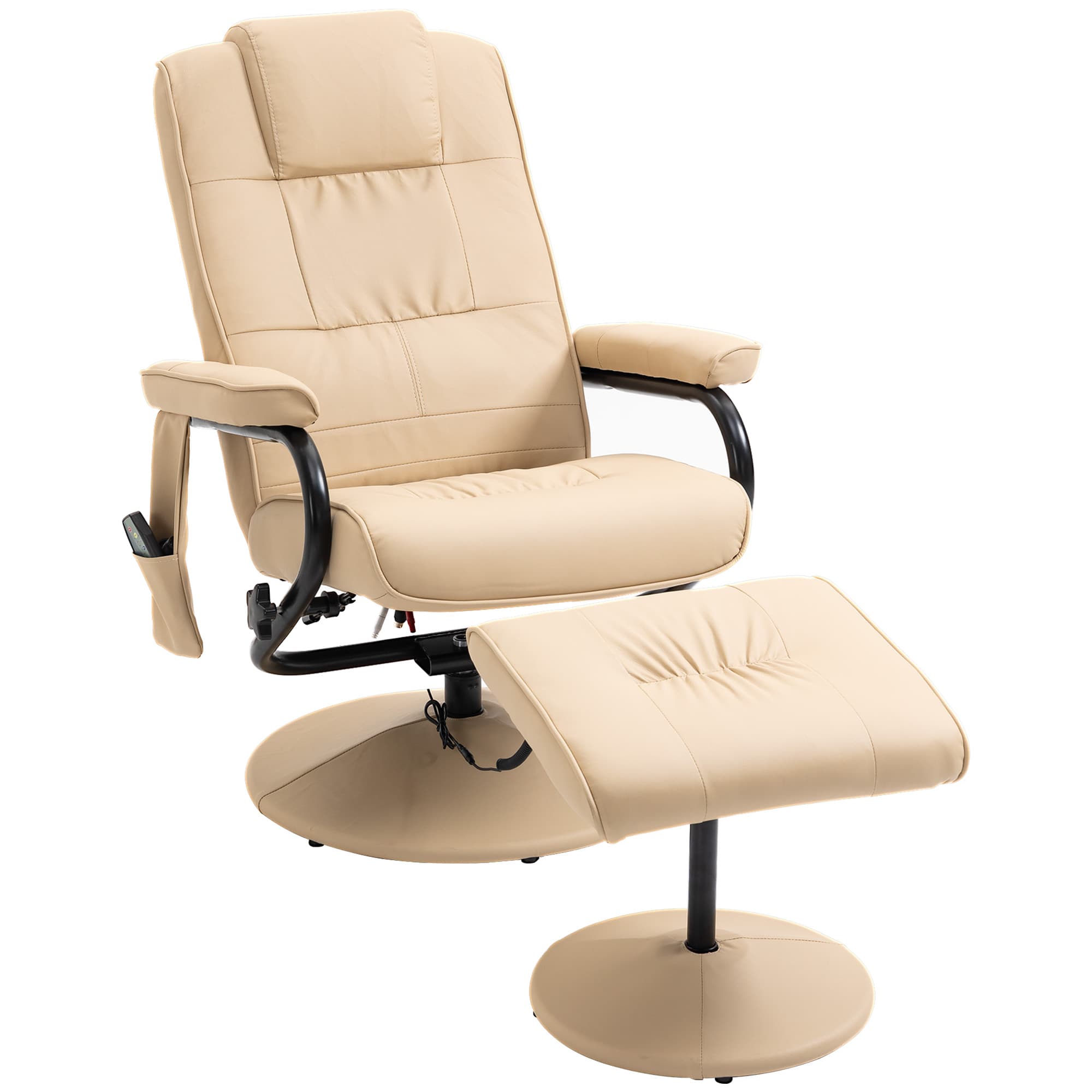 Beige Massage Recliner & Footstool