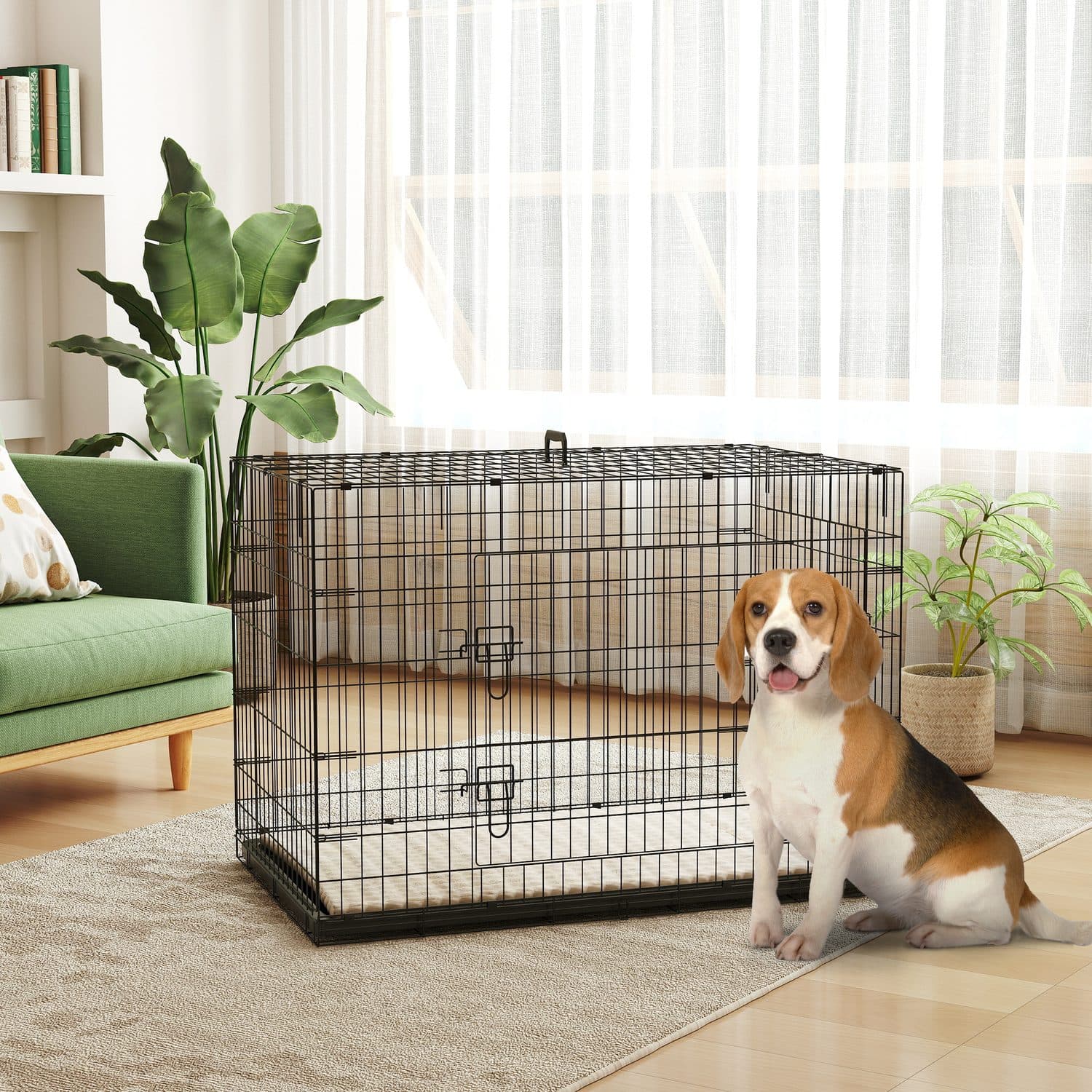 Large Two-Door Dog Crate with Soft Cushion - image 4