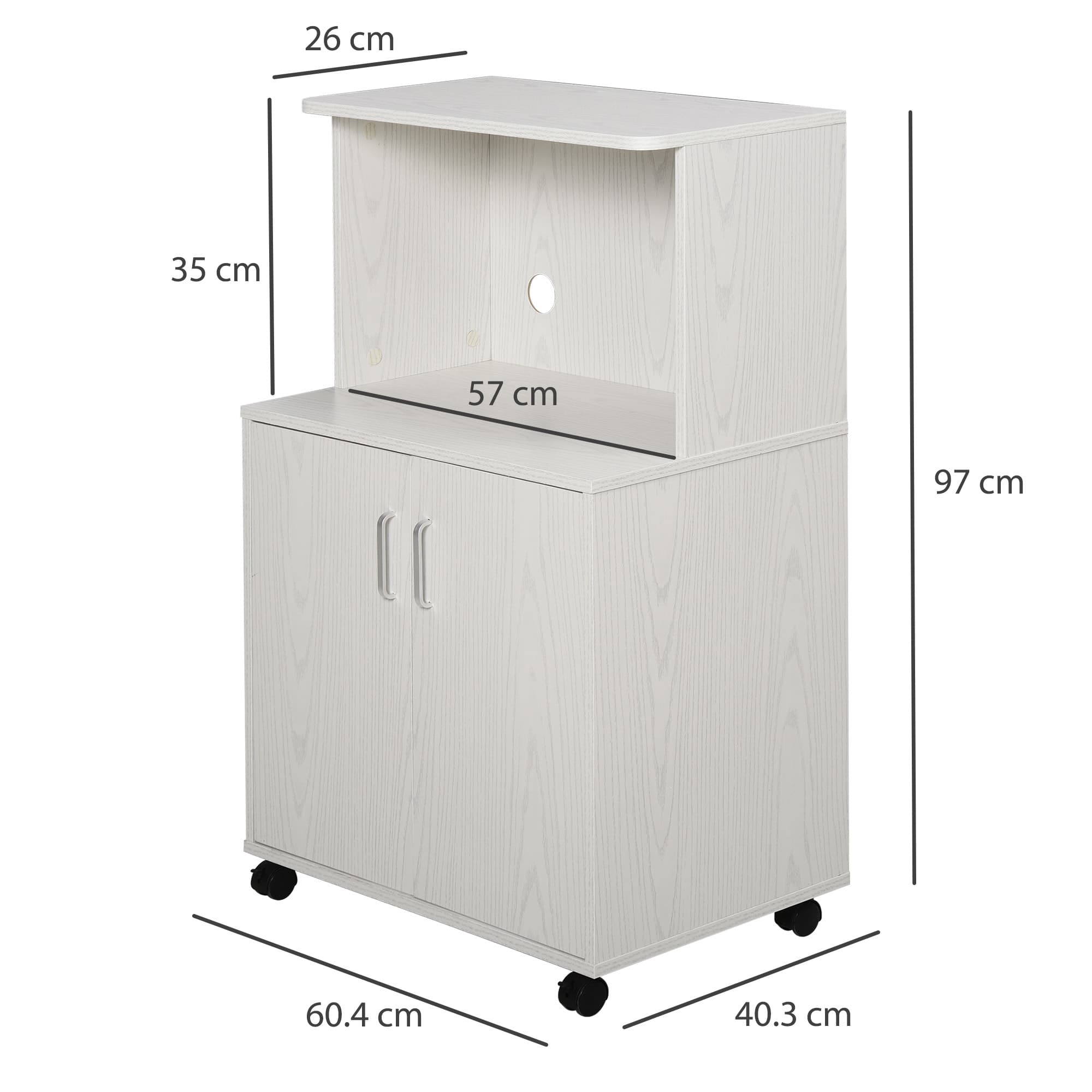 Kitchen Microwave Trolley with Storage Cabinet and Wheels - image 5