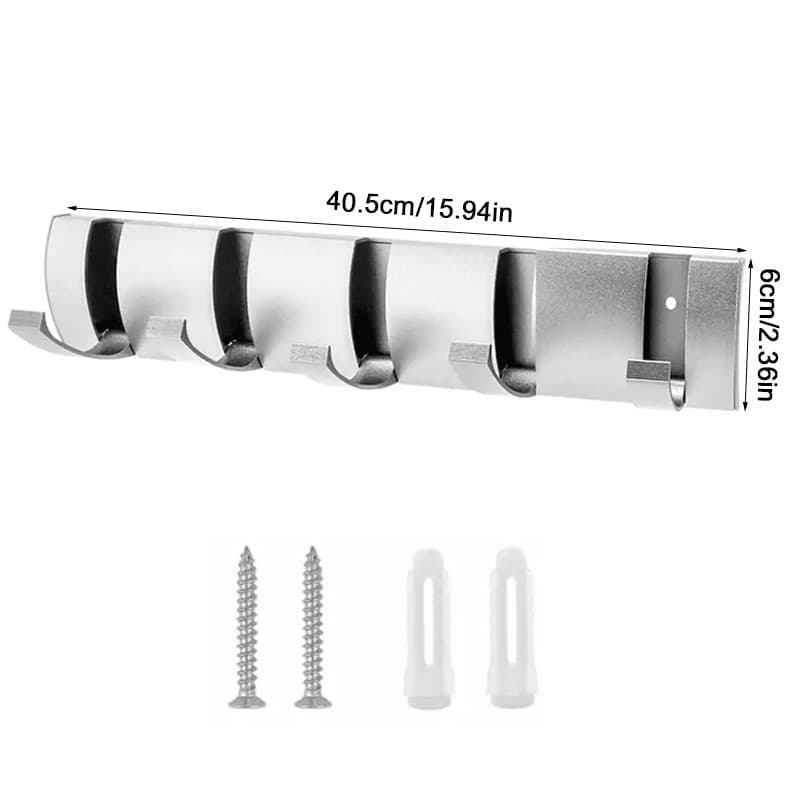Wall Mounted Coat Rack with 5 Foldable Aluminium Hooks - image 3