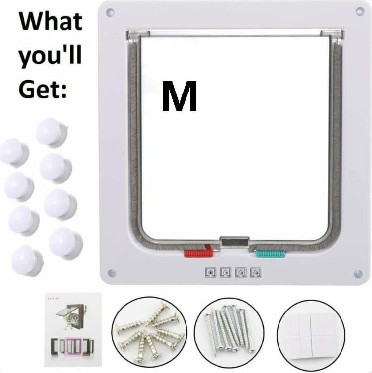 Lockable Magnetic Pet Door Flap, White Frame