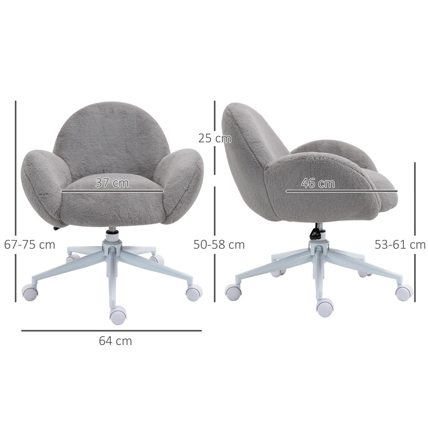 Grey Fluffy Vanity Chair - image 1