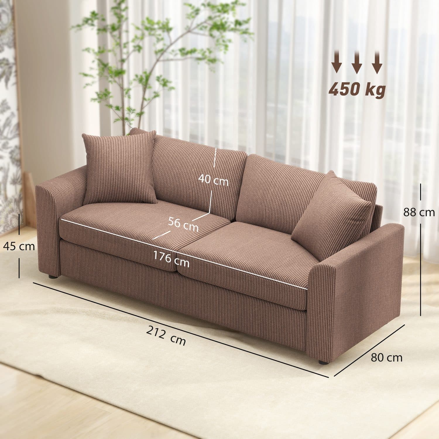 3 Seater Jumbo Cord Sofa - image 4