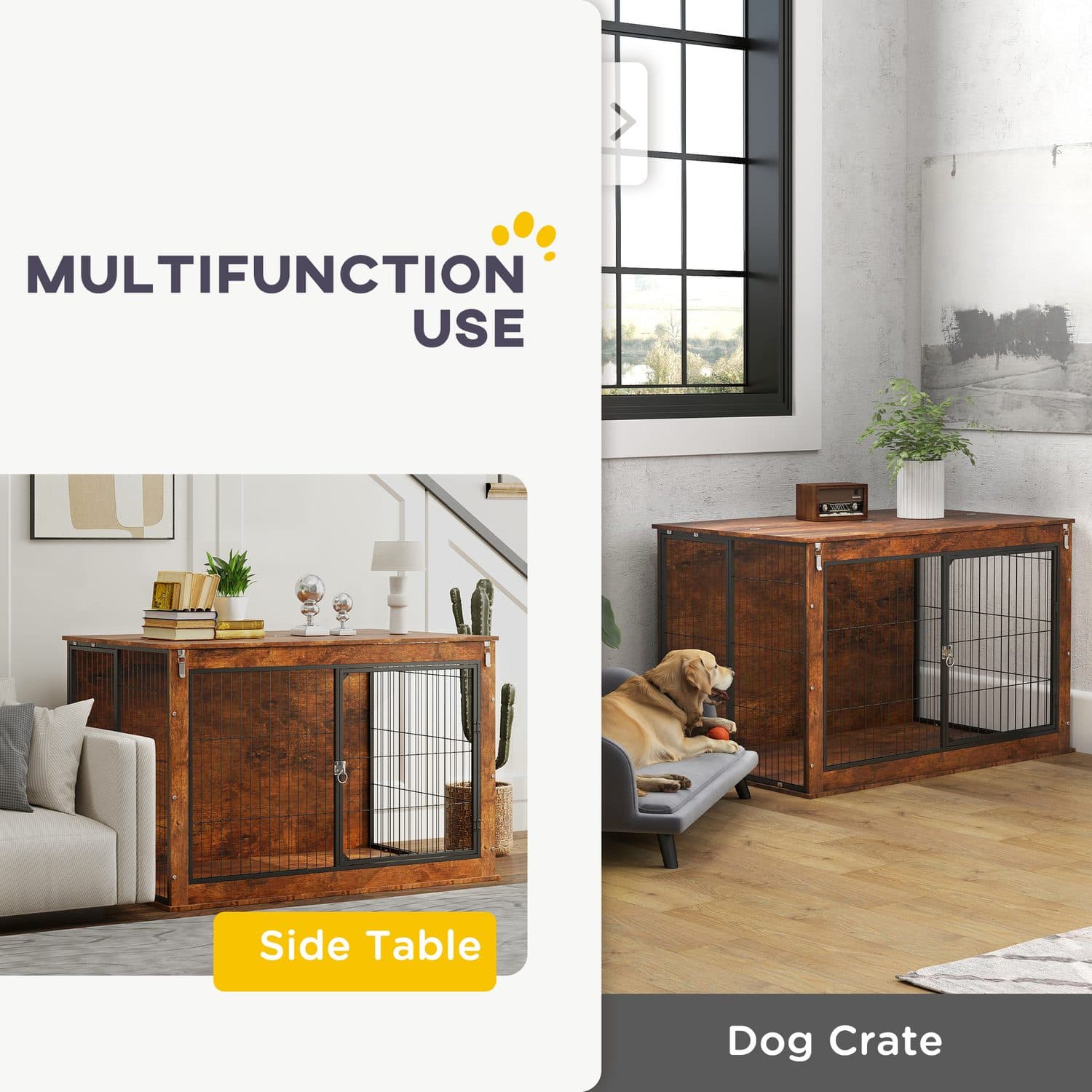 PawHut Dog Crate Furniture for Extra Large Dogs - image 3