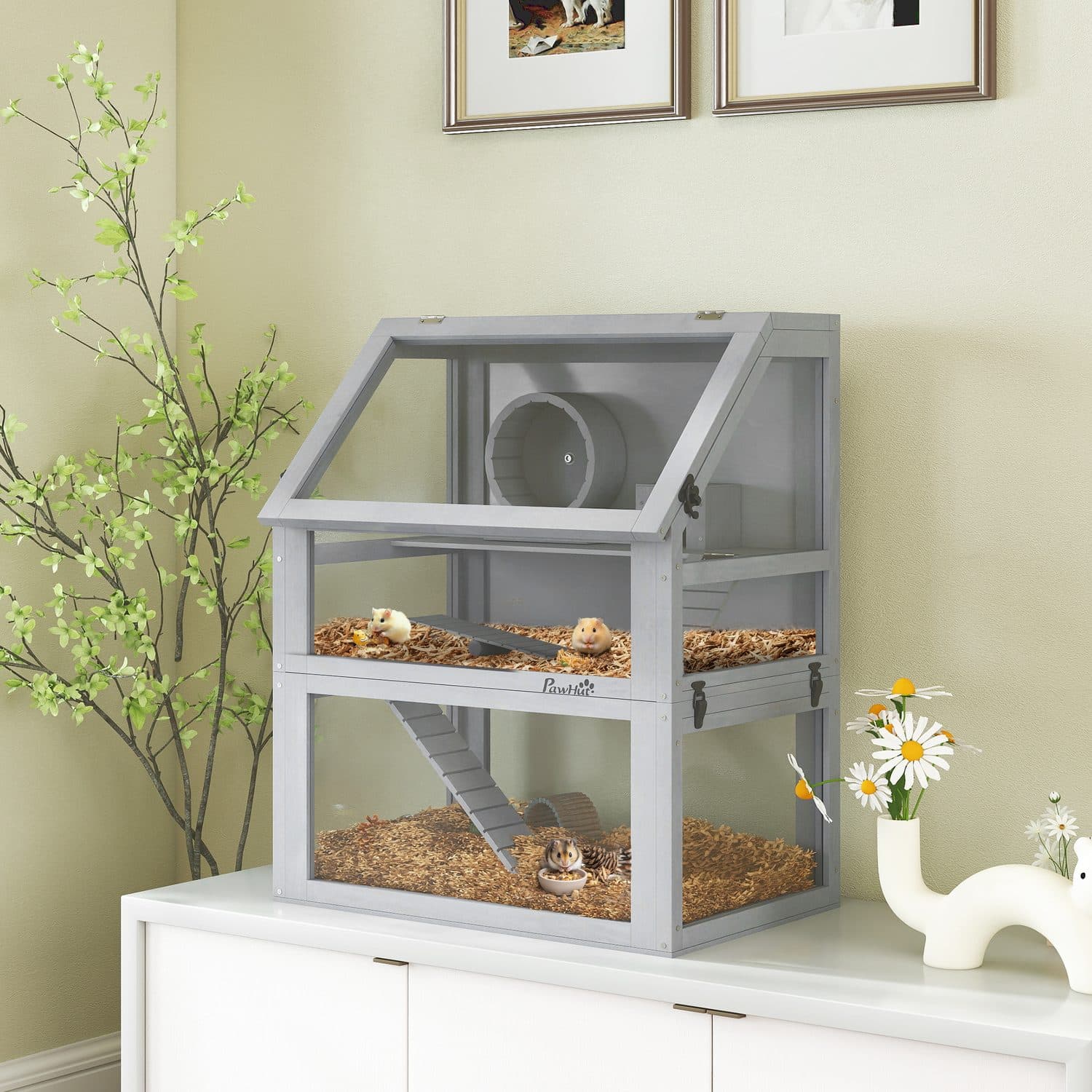 PawHut 3-Tier Hamster Cage with Detachable Deep Bottom - image 2