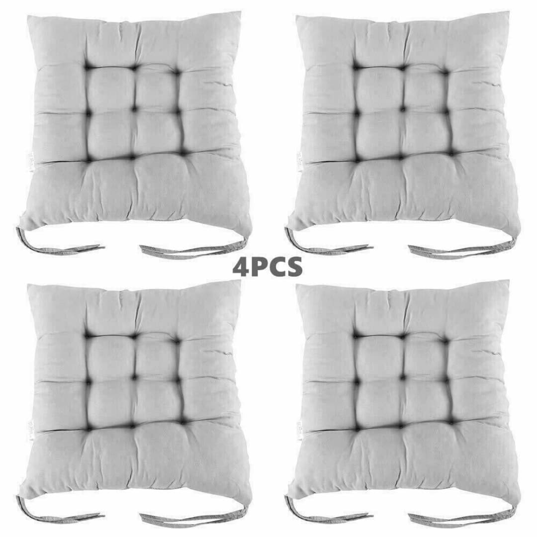 Four Tufted Seat Pad Cushions for Dining, Kitchen and Garden Chairs - Default