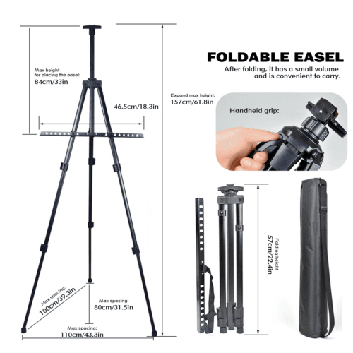 Foldable Aluminium Art Easel with Integrated Storage Tray - image 2