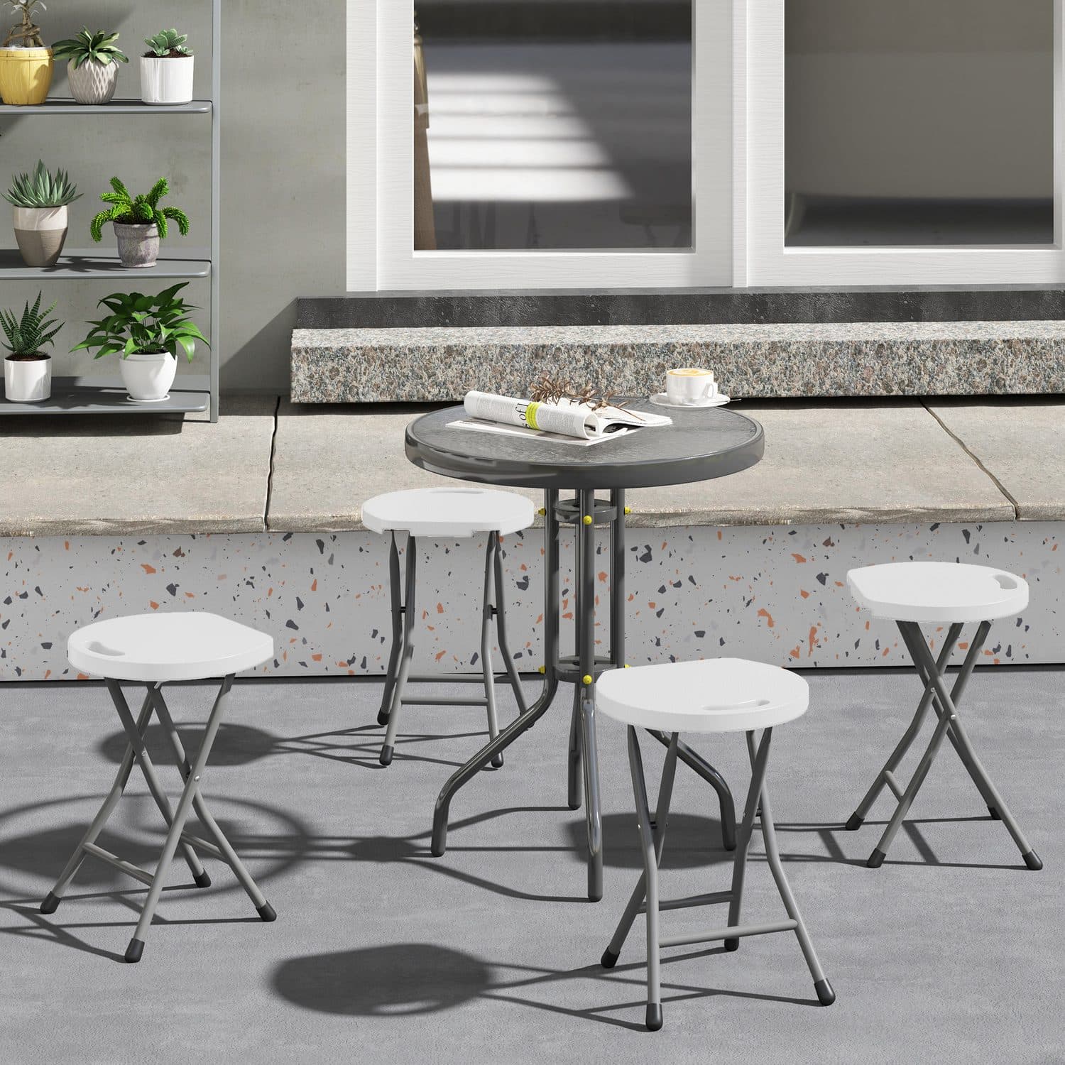 White Folding Carry Stools for Flexible Seating - image 5