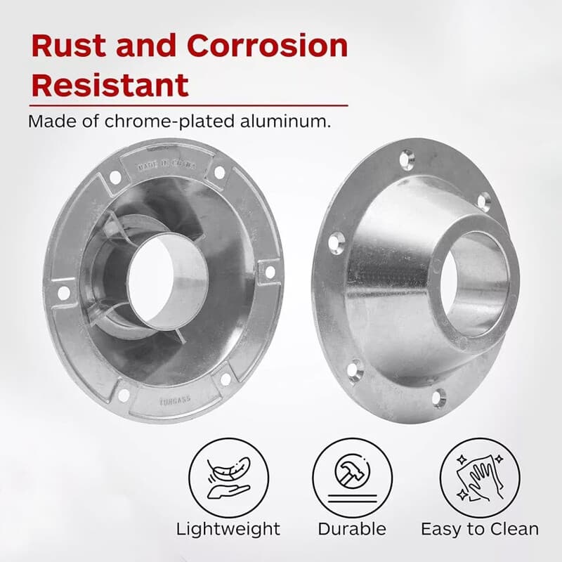 Set of 2 Chrome 57mm Tube Flanges for Table Leg Conversion - image 1