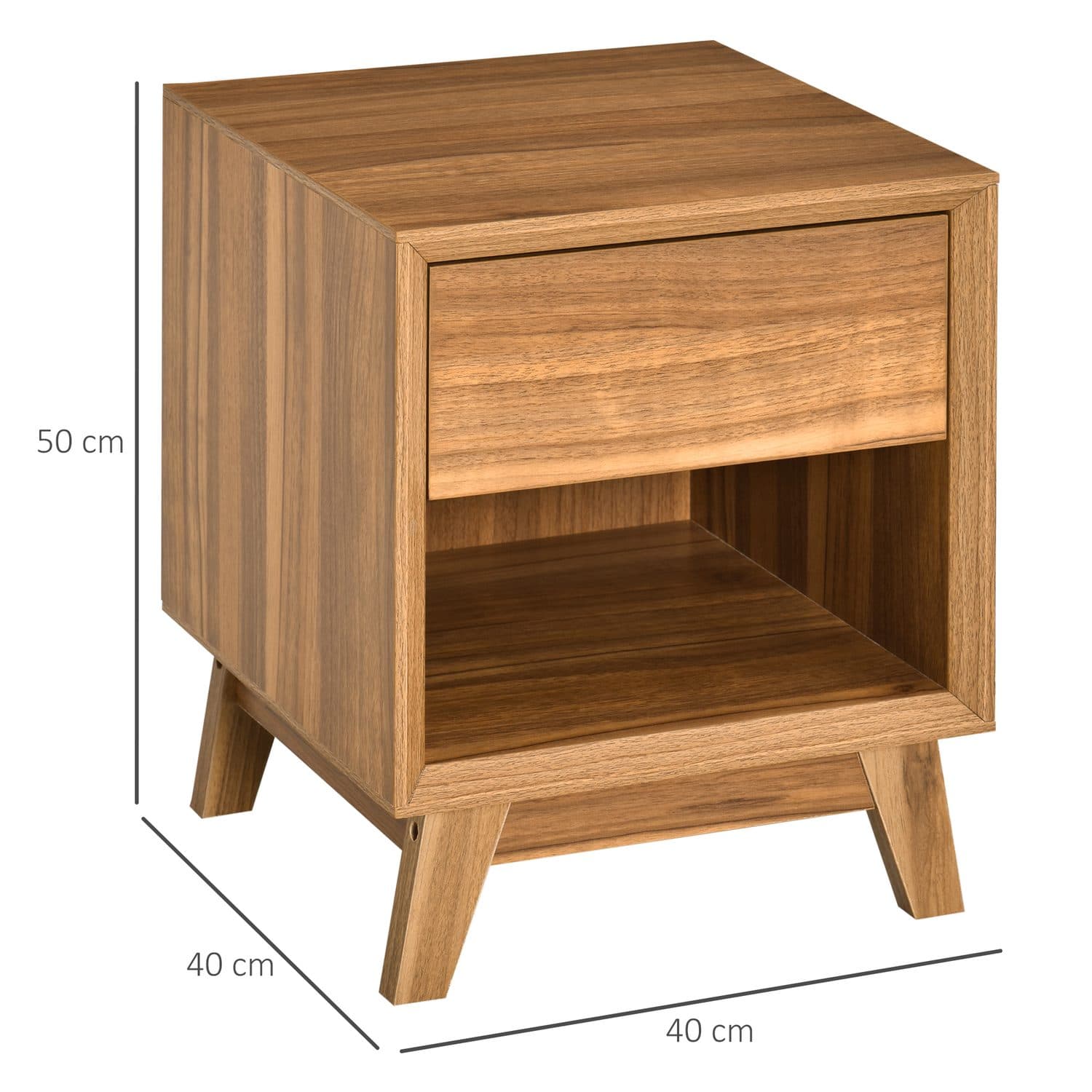 Pair of Walnut-Effect Bedside Tables with Drawer and Open Shelf - image 3