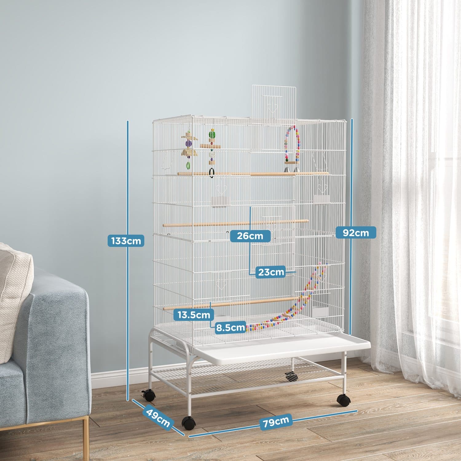PawHut Bird Cage With Stand for Canaries and Finches - image 5