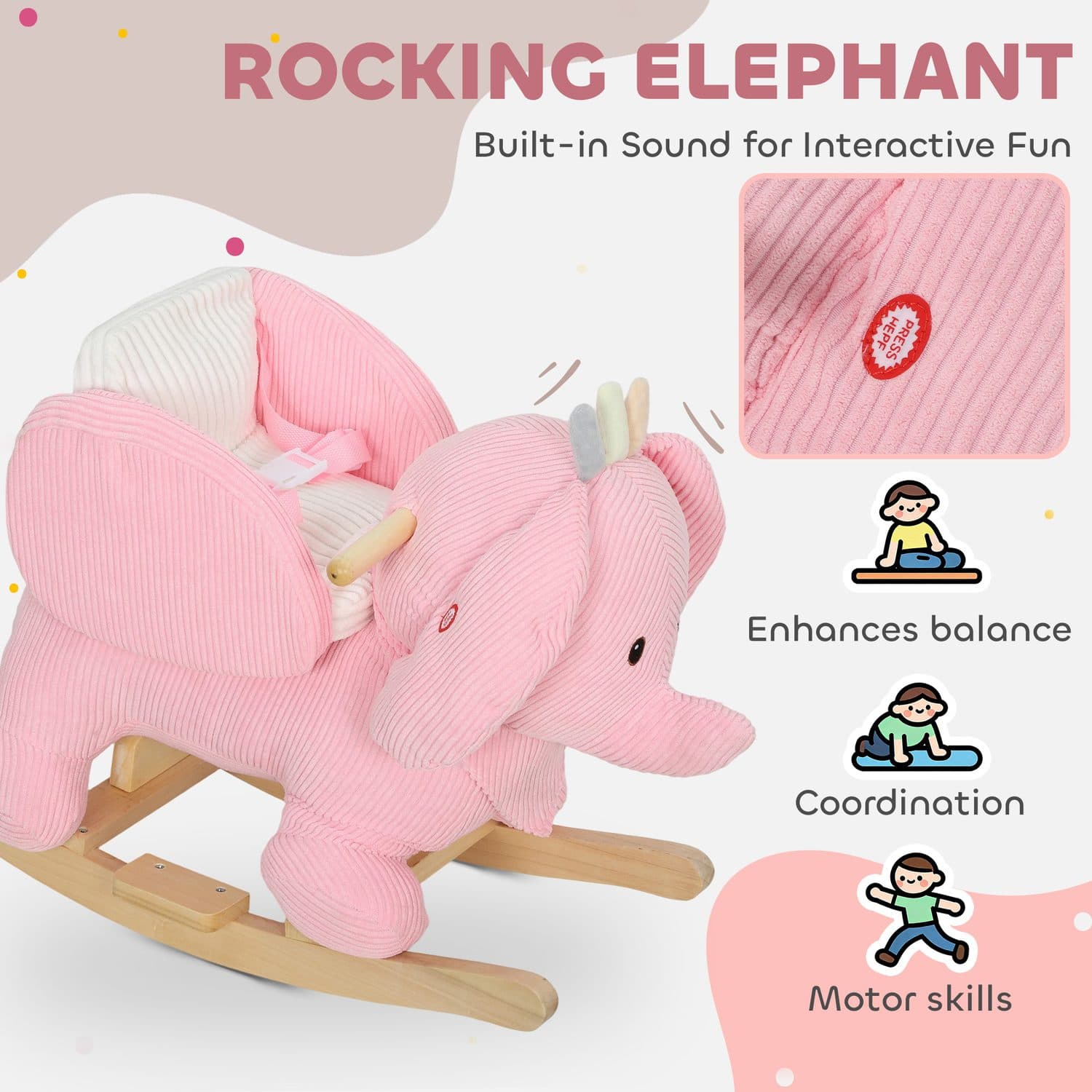 A soft pink elephant rocker for steady toddler play - image 4