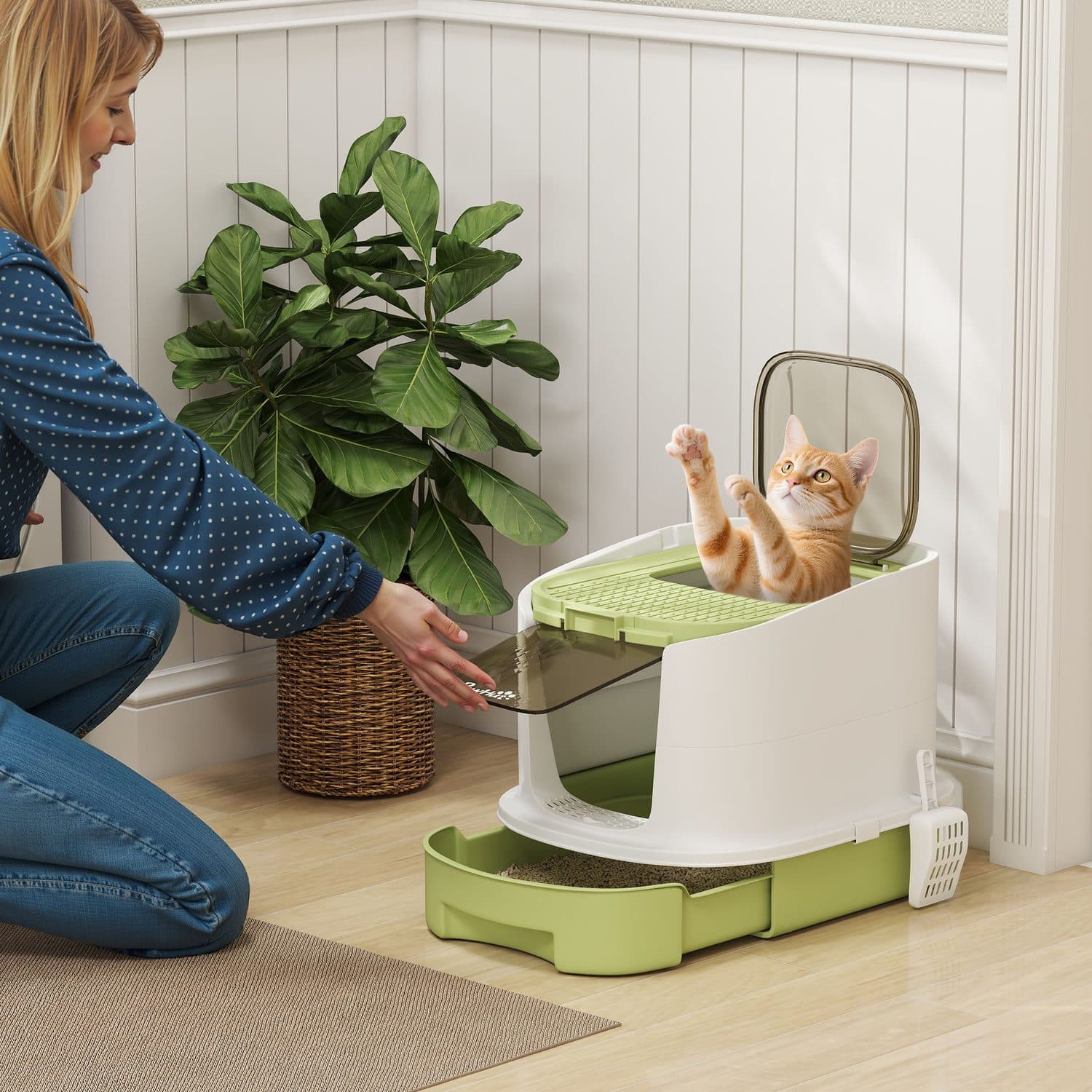 Enclosed cat litter box that keeps mess where it belongs - image 2
