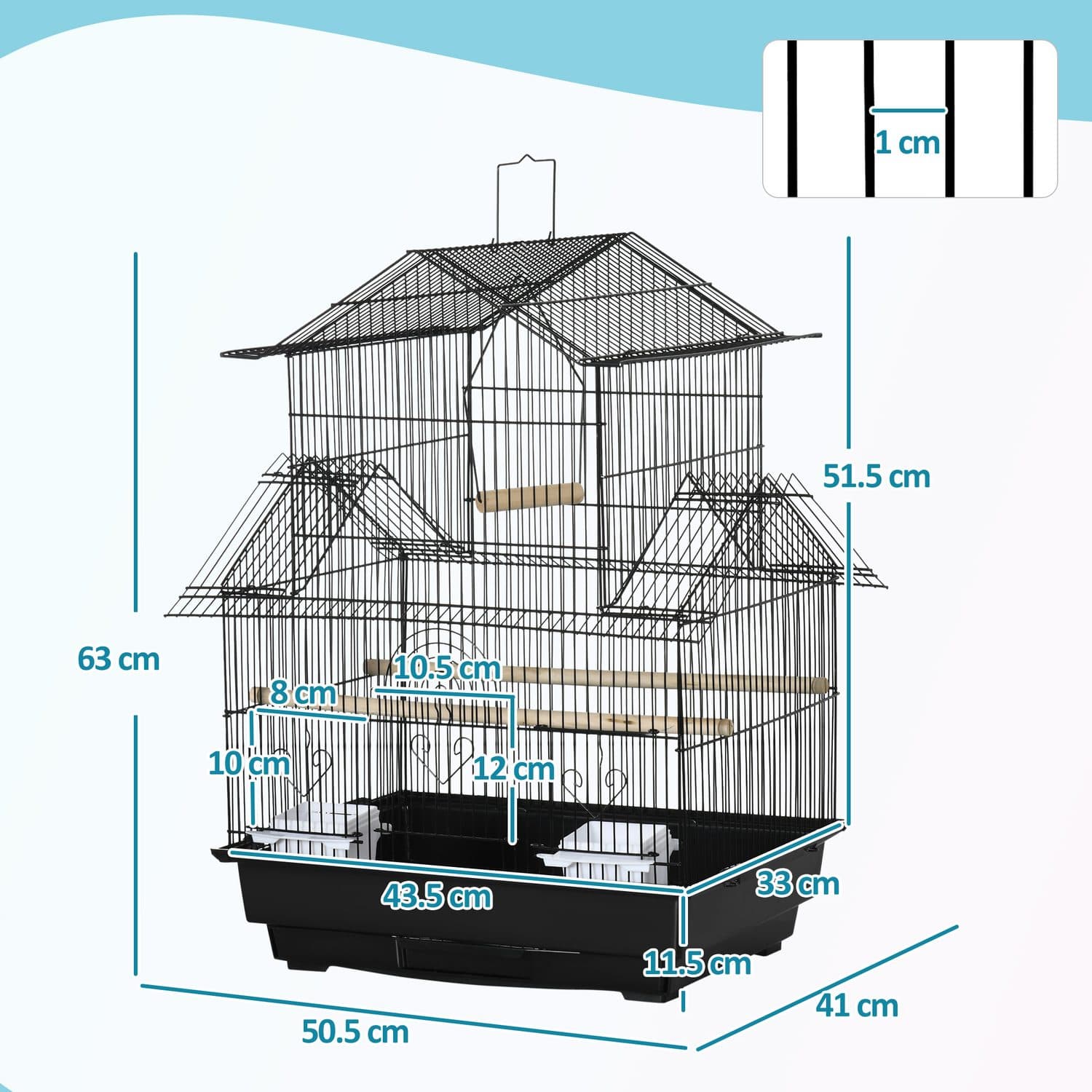 Metal Bird Cage with Swing, Perches and Pull-Out Tray - image 4