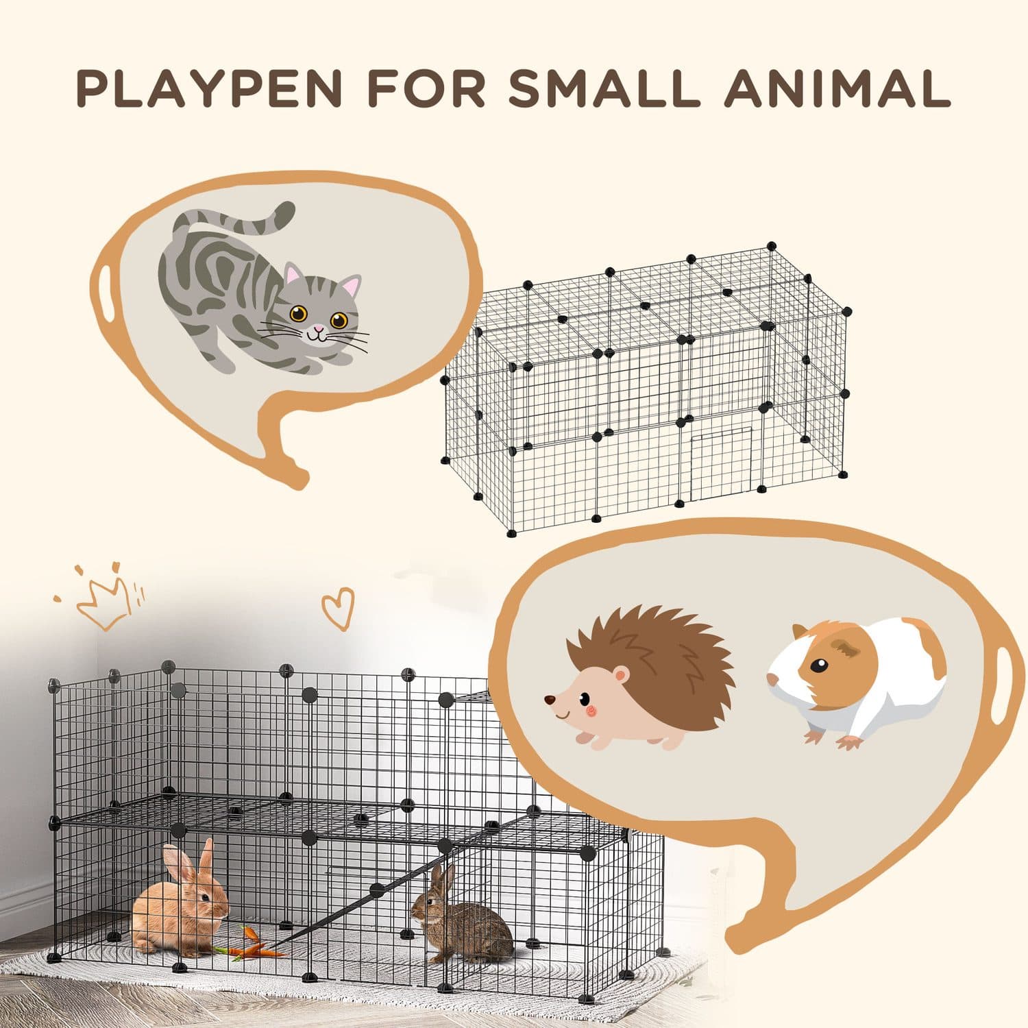 PawHut 36 Panel Metal Wire Playpen for Rabbits and Small Animals - image 5