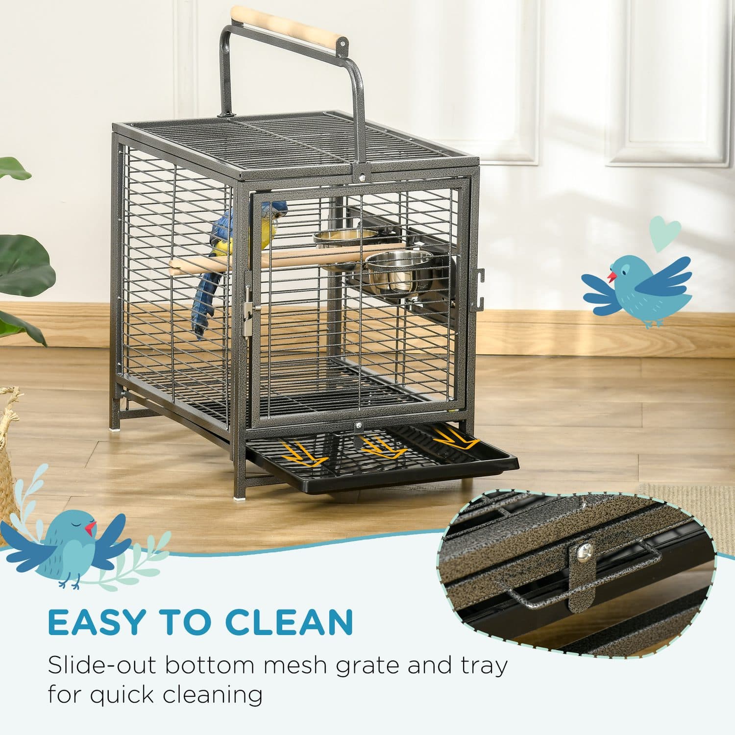 PawHut Lightweight Travel Bird Cage with Carry Handle - image 1