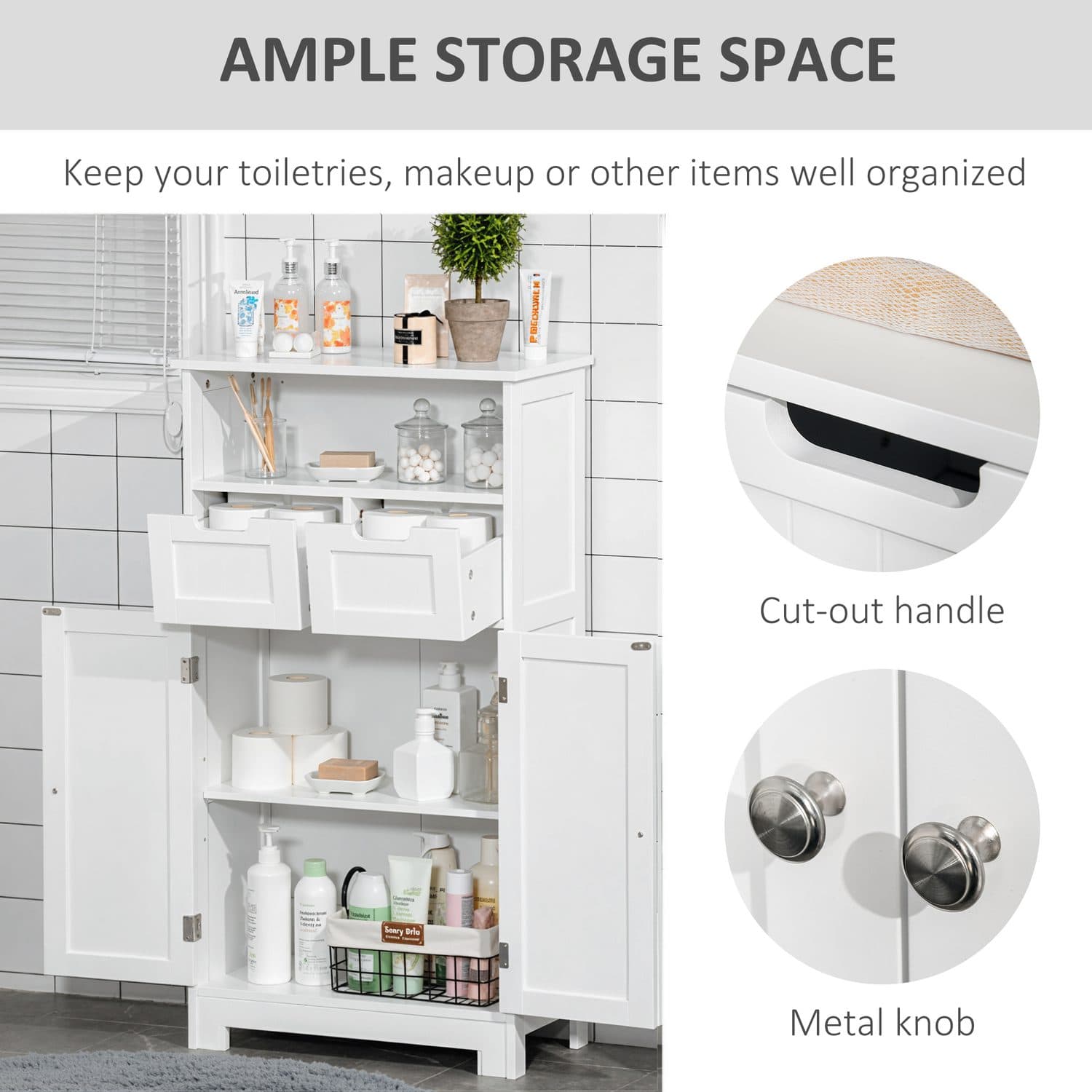 White Freestanding Bathroom Storage Cabinet - image 2