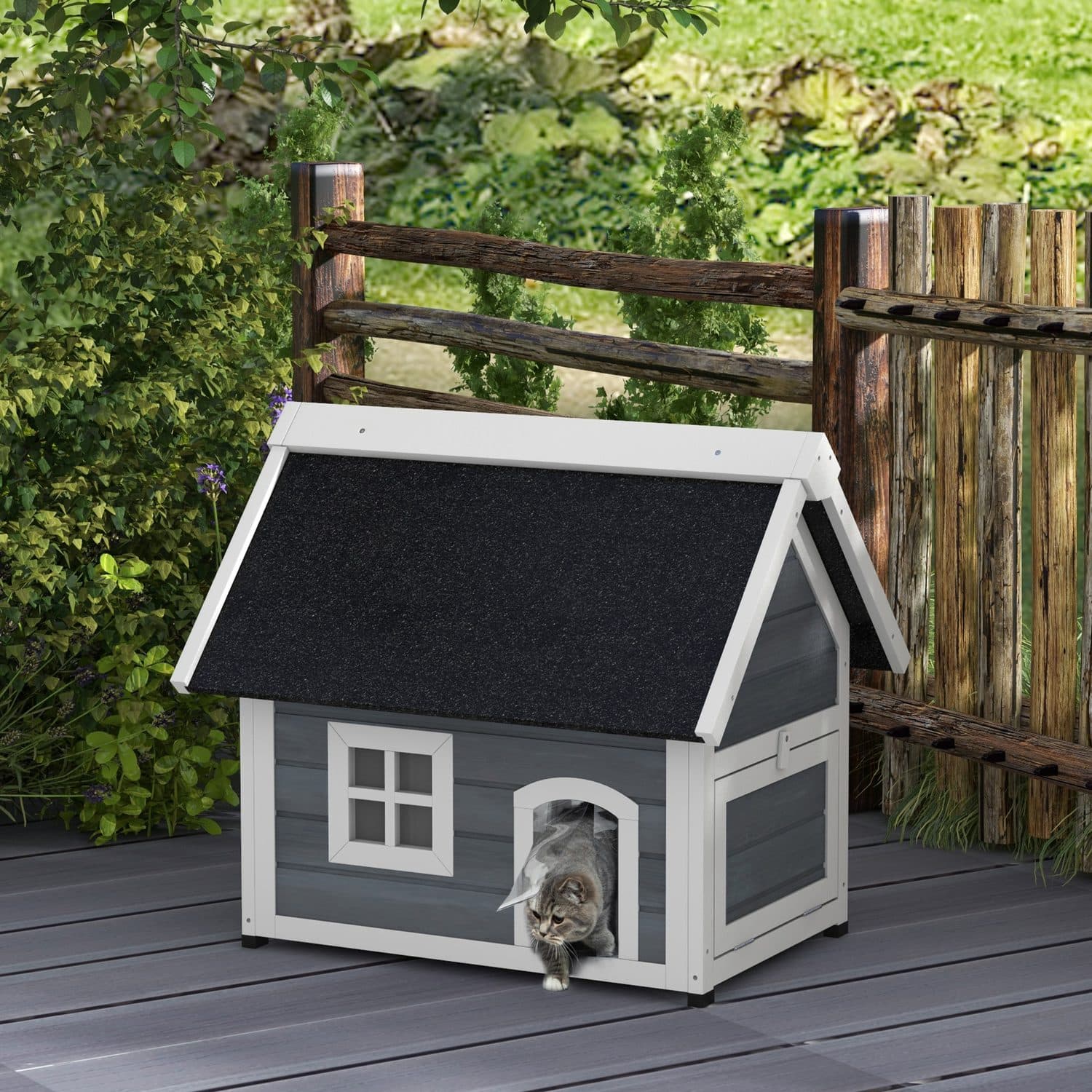 PawHut Outdoor Cat House with Three Doors - image 1