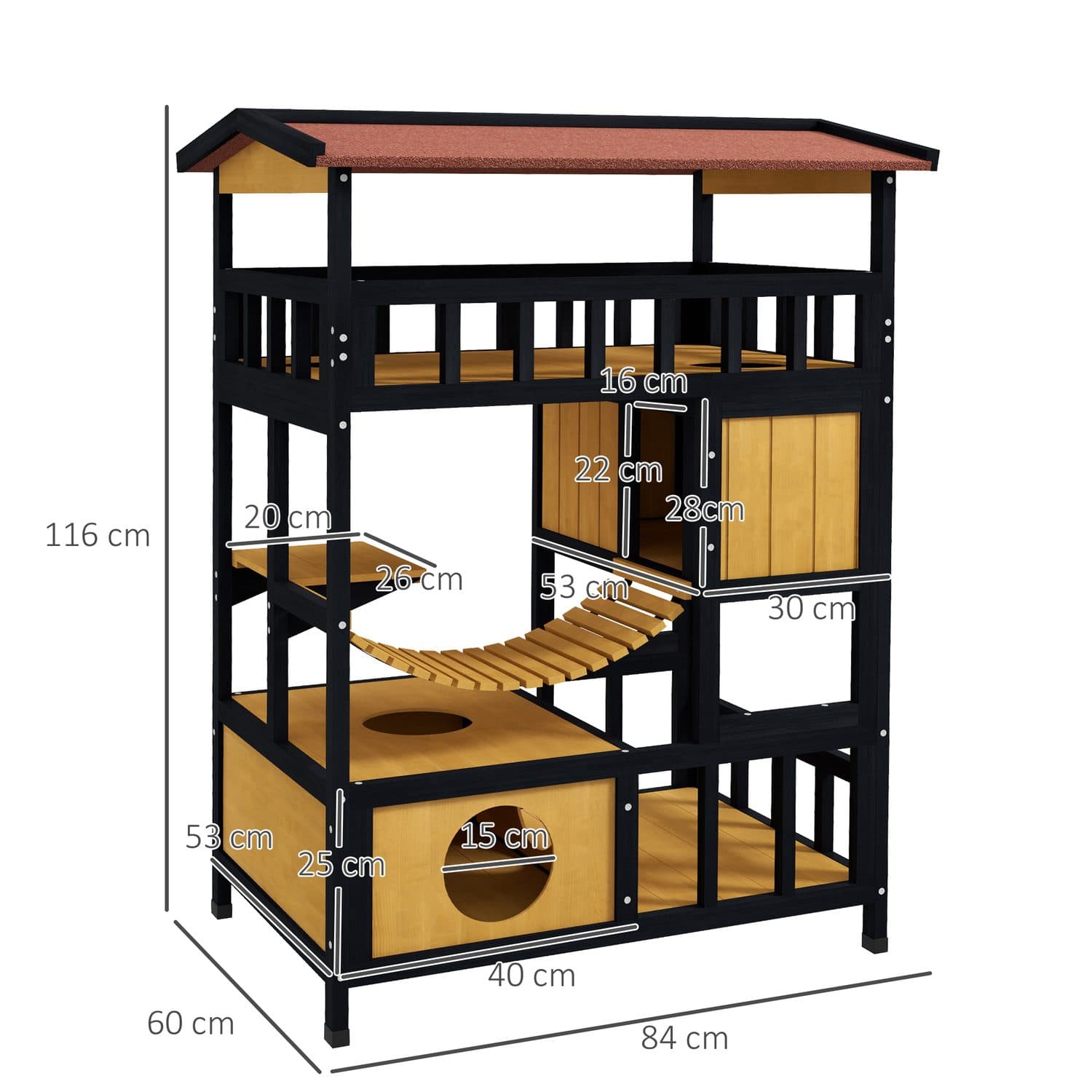 PawHut Four-Tier Wooden Outdoor Cat House - image 2