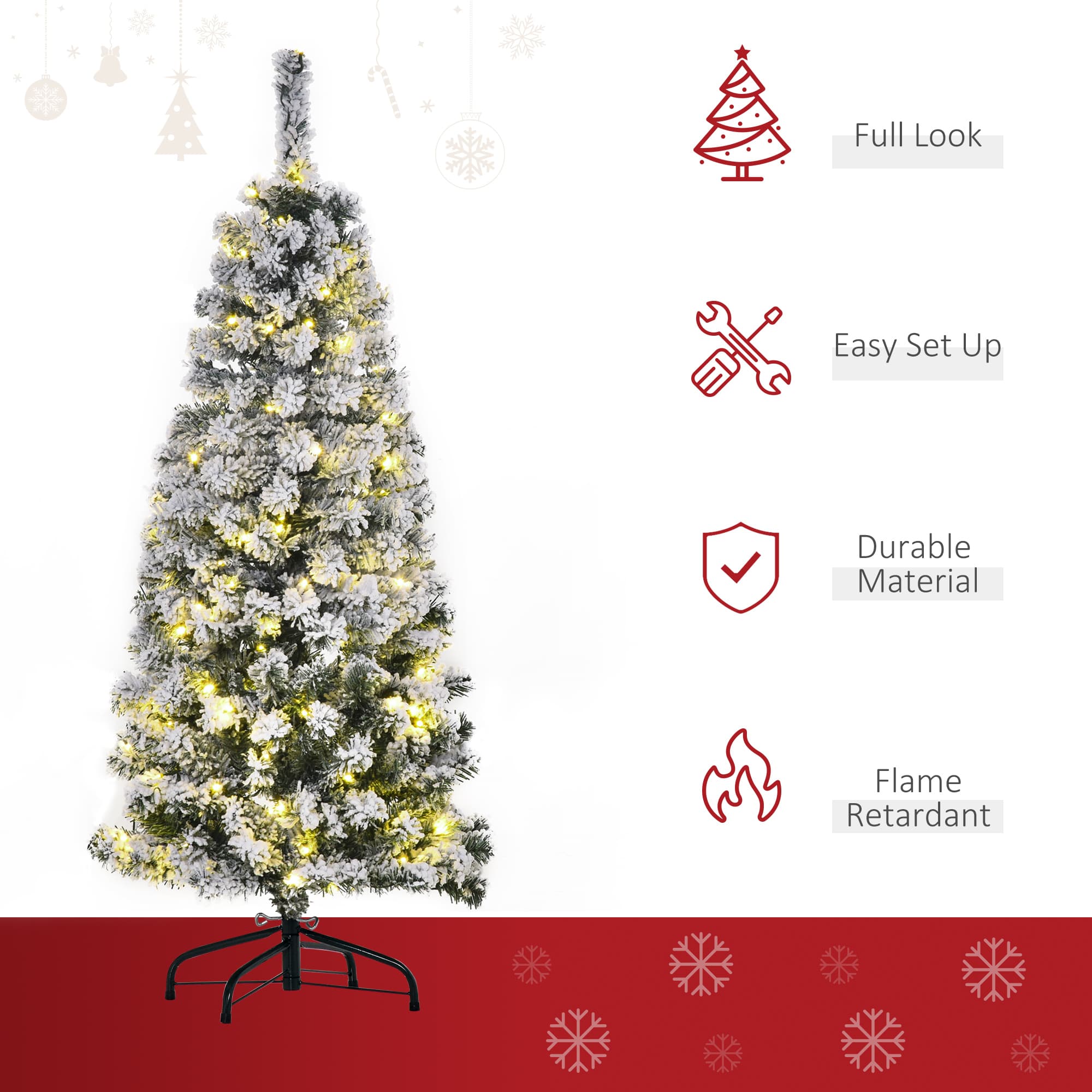4ft Pre-Lit Snow-Flocked Christmas Tree with Warm White LEDs - image 3