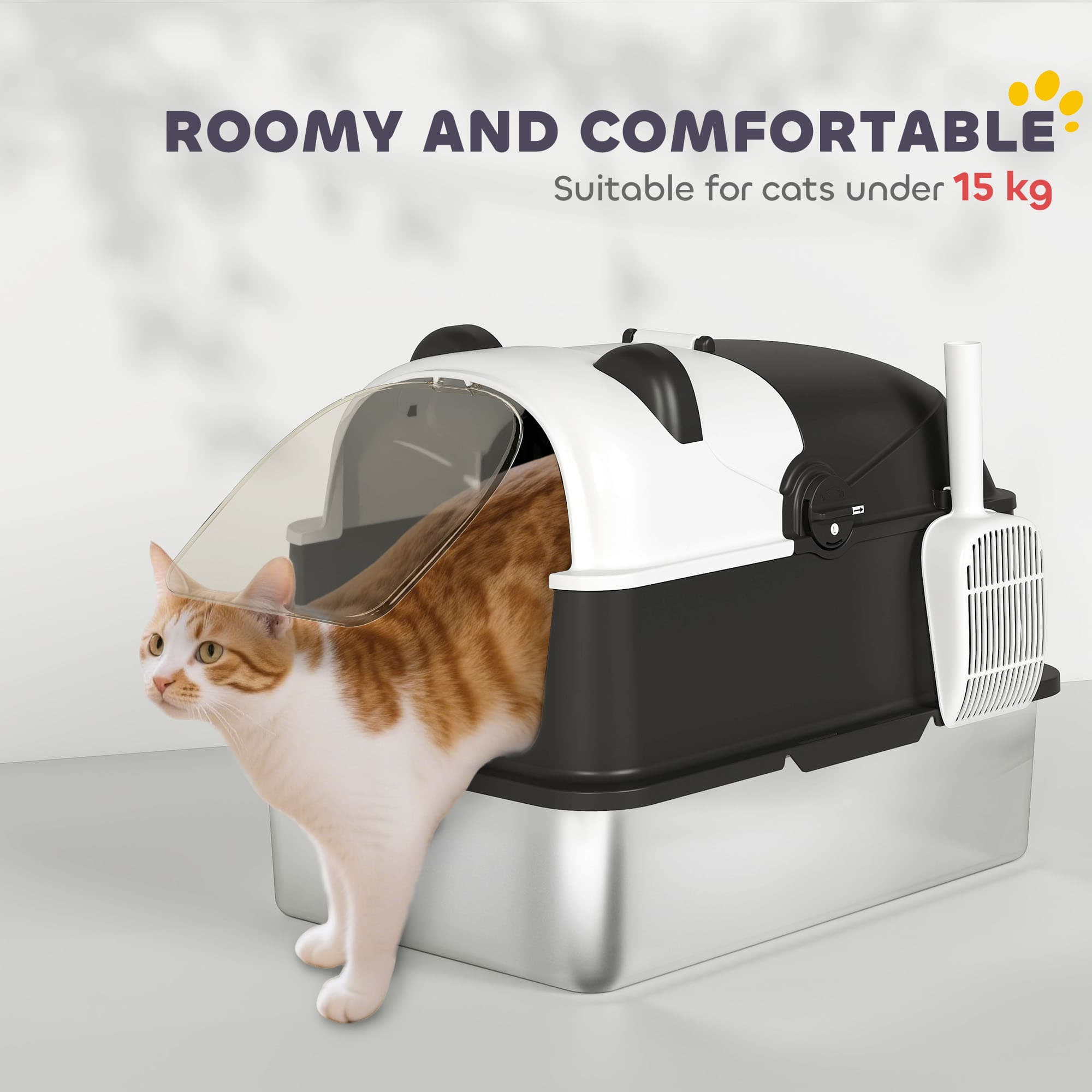 Panda Style XL Enclosed Cat Litter Box with Flip-Top Lid - image 1