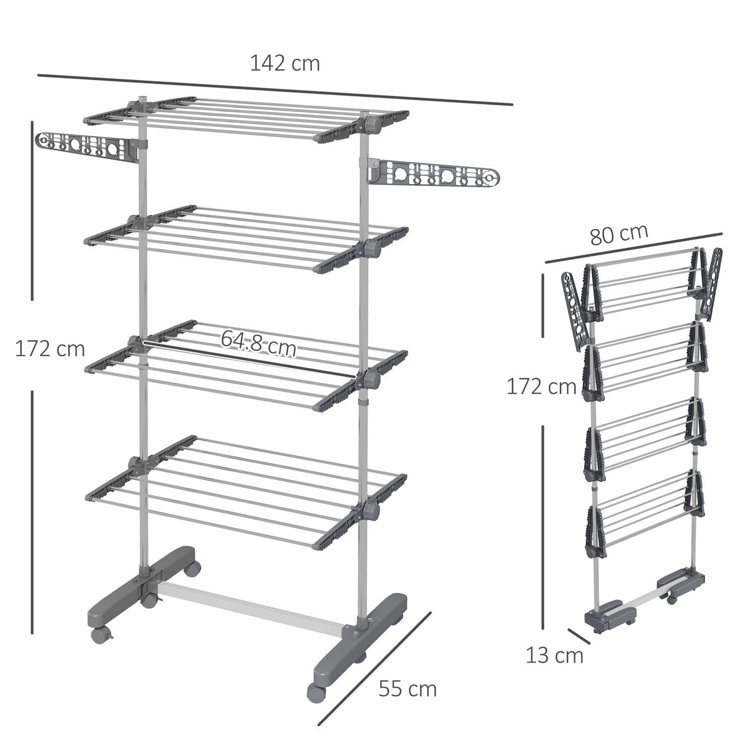 A Freestanding Clothes Airer with Four Shelves and Folding Arms - image 4
