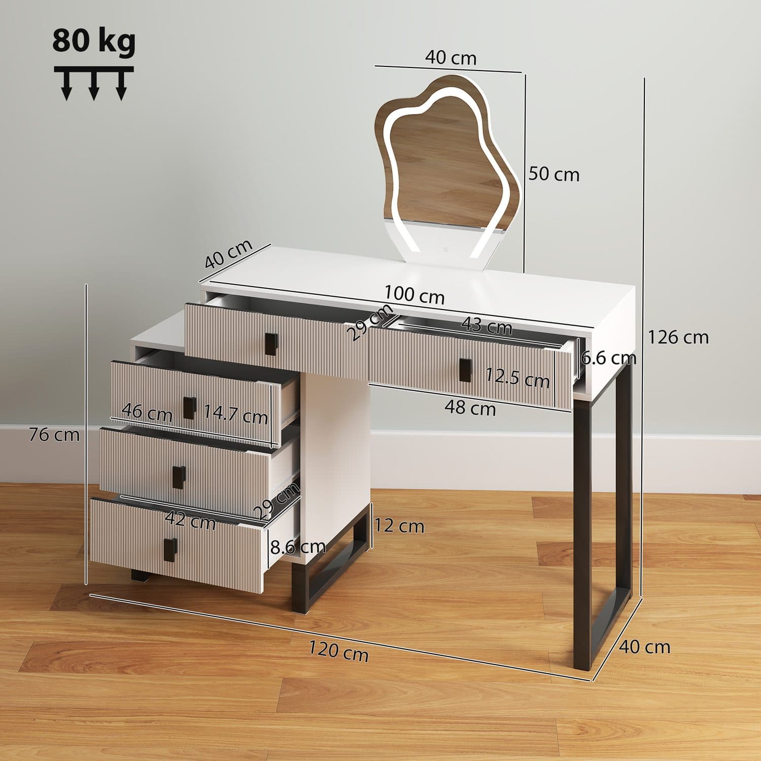 White LED Dressing Table - image 5