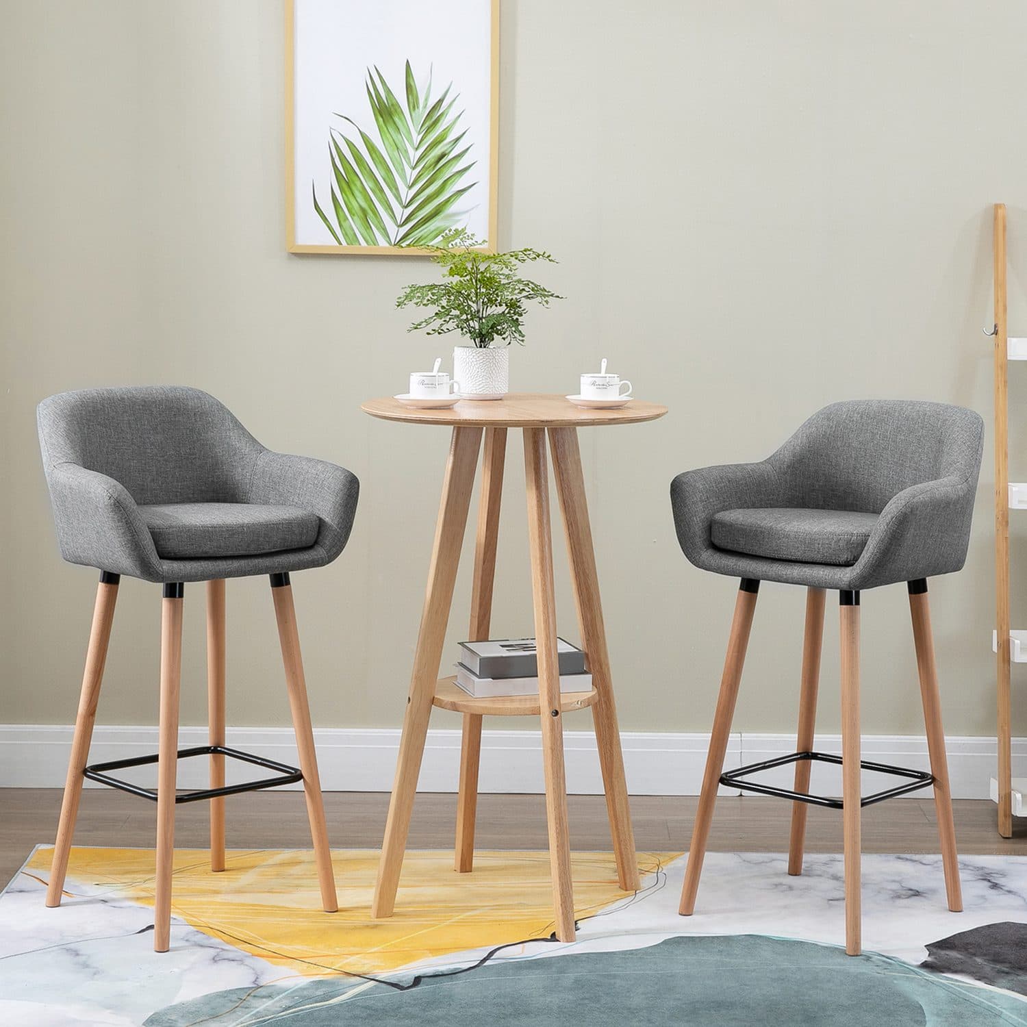 Modern Grey Linen Bar Stools - image 3