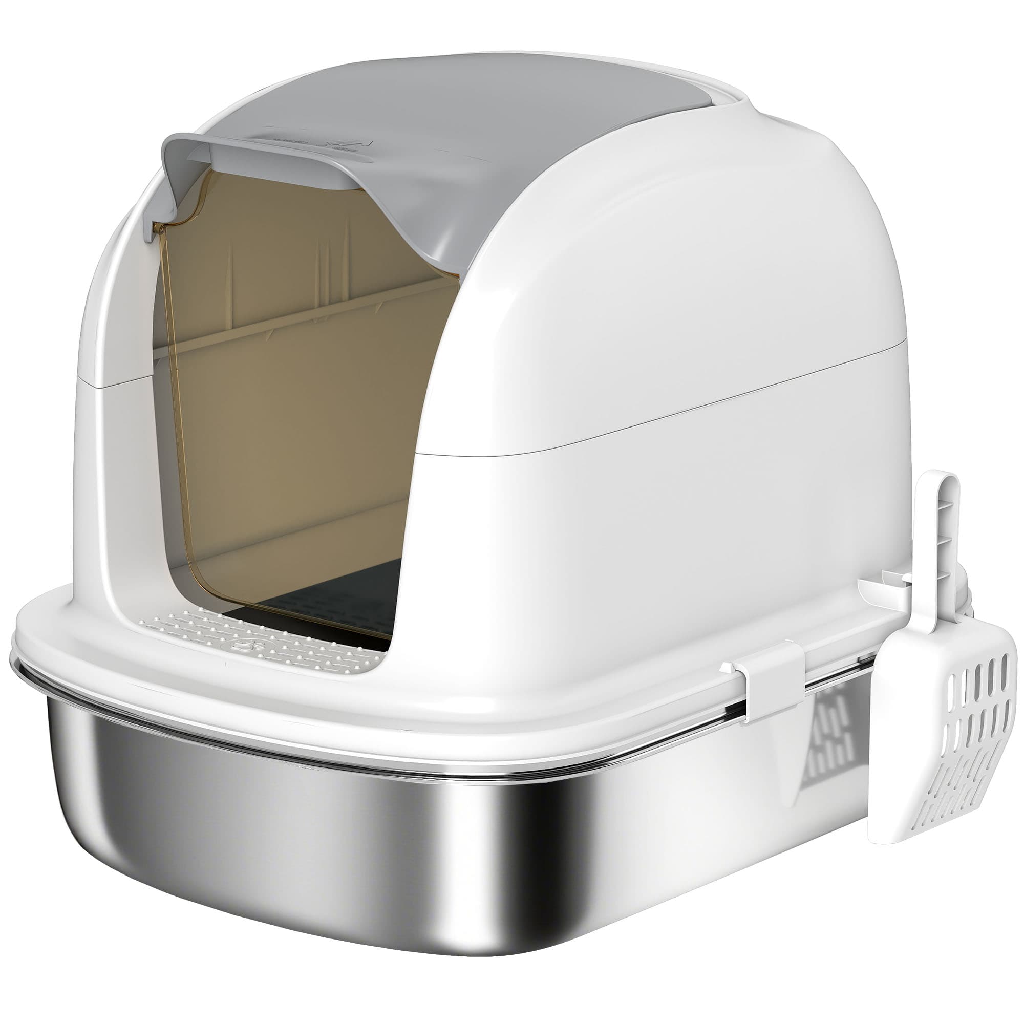 Enclosed Cat Litter Box With Stainless Steel Base Tray